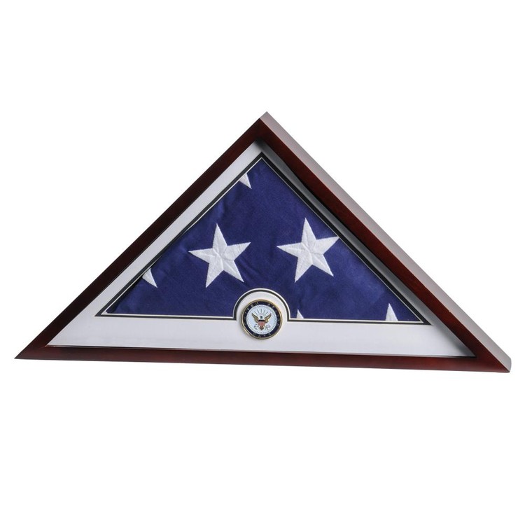 US Flag Display Case with Navy Medallion - Display Case with Flag 1