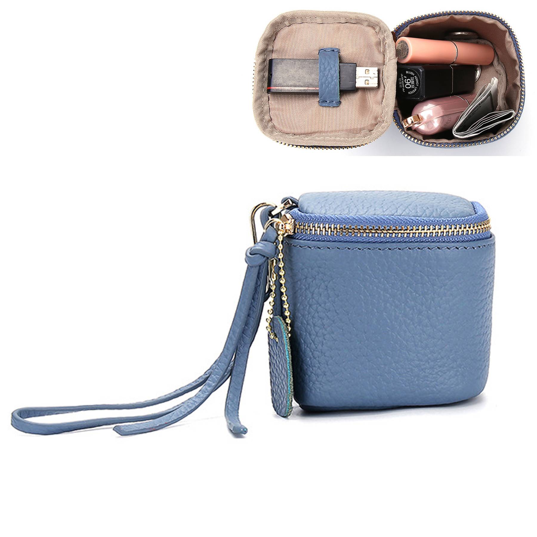 Genuine leather women's mini carrying coin bag 2