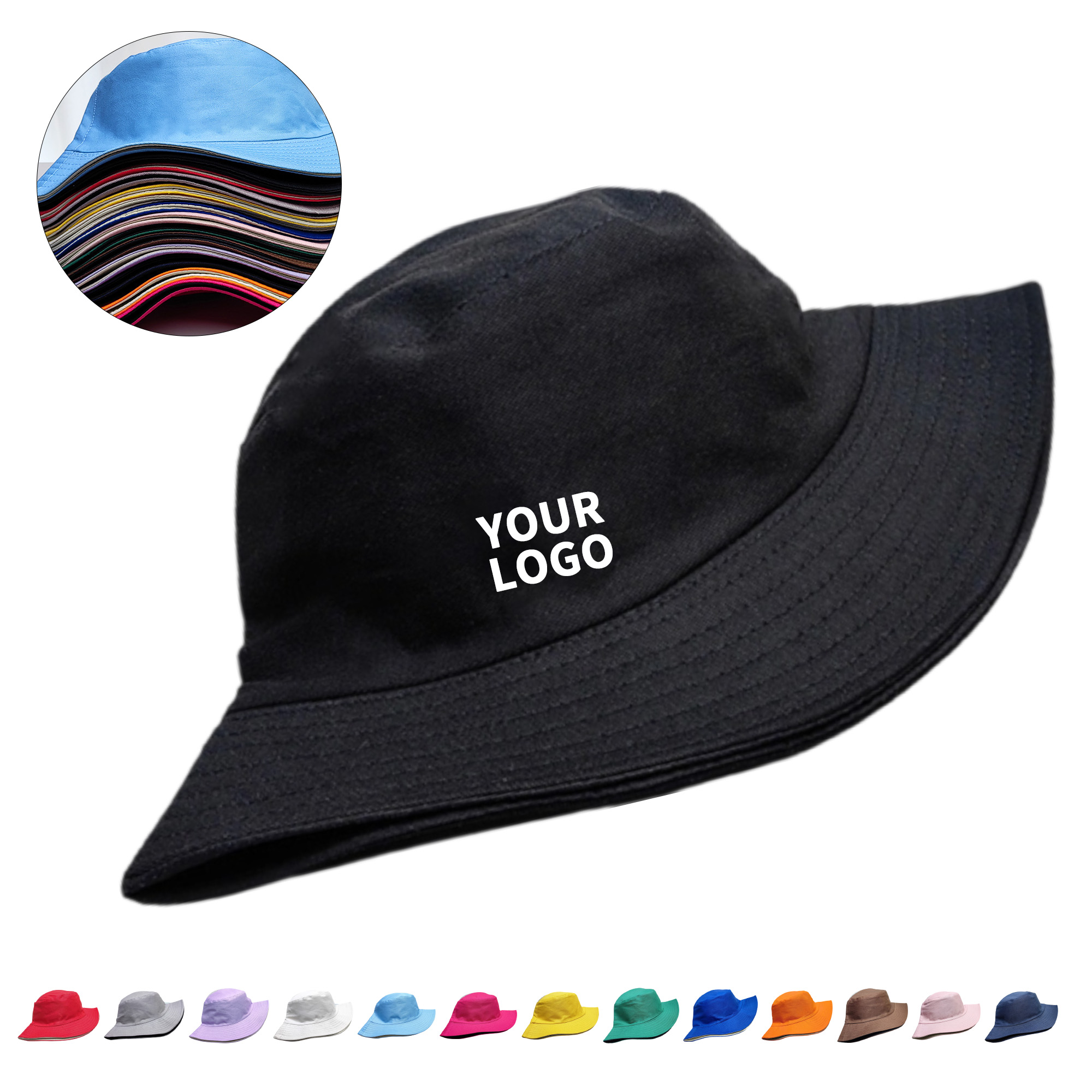 Cotton Bucket Sun Hat Embroidered Front Panel 5