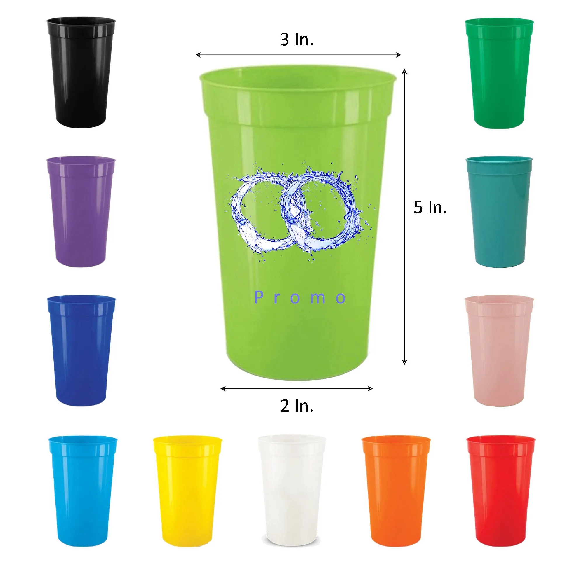 16oz Plastic Stadium Cup 3"L x 2"W x 5"H