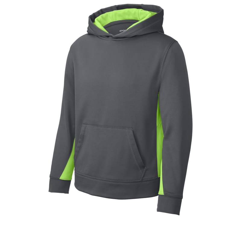 Sport-Tek Youth Sport-Wick Fleece Colorblock Hooded Pullover. 12