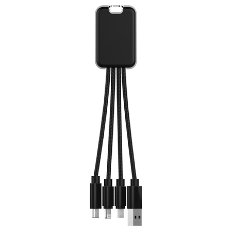 Multi-Device Charging Cable with Light-Up Logo – USB, Lightning, Type-C & Micro USB 4