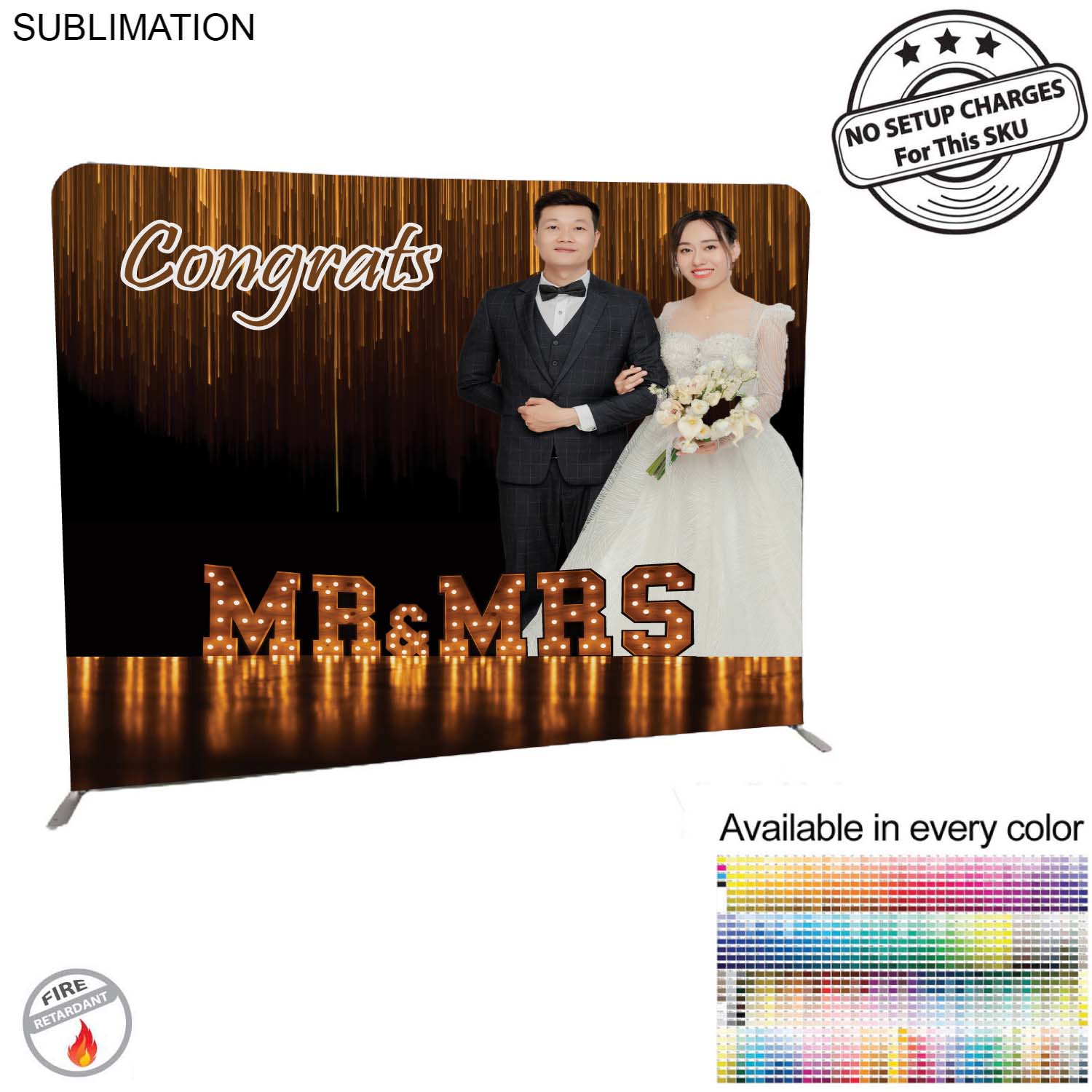 Wedding Photo 8'W x 8'H EuroFit Tension Fabric Straight Wall Display Kit, Double Sided Graphics 7