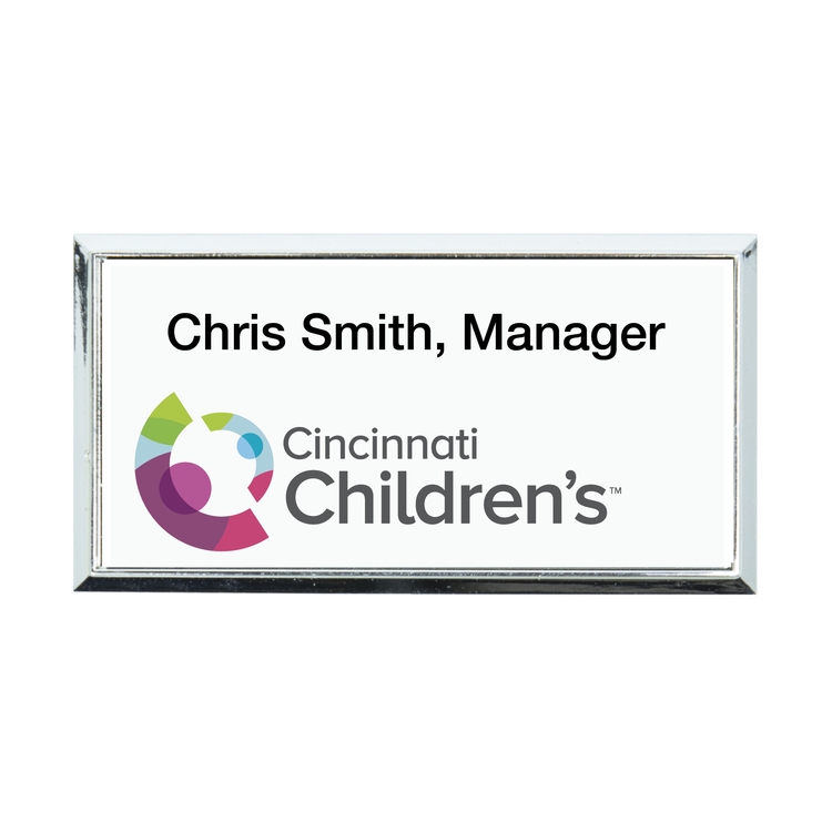 Plastic Framed Badges Square Corners - Personalized 1.5"X3" (UV Inkjet & Engraved)
