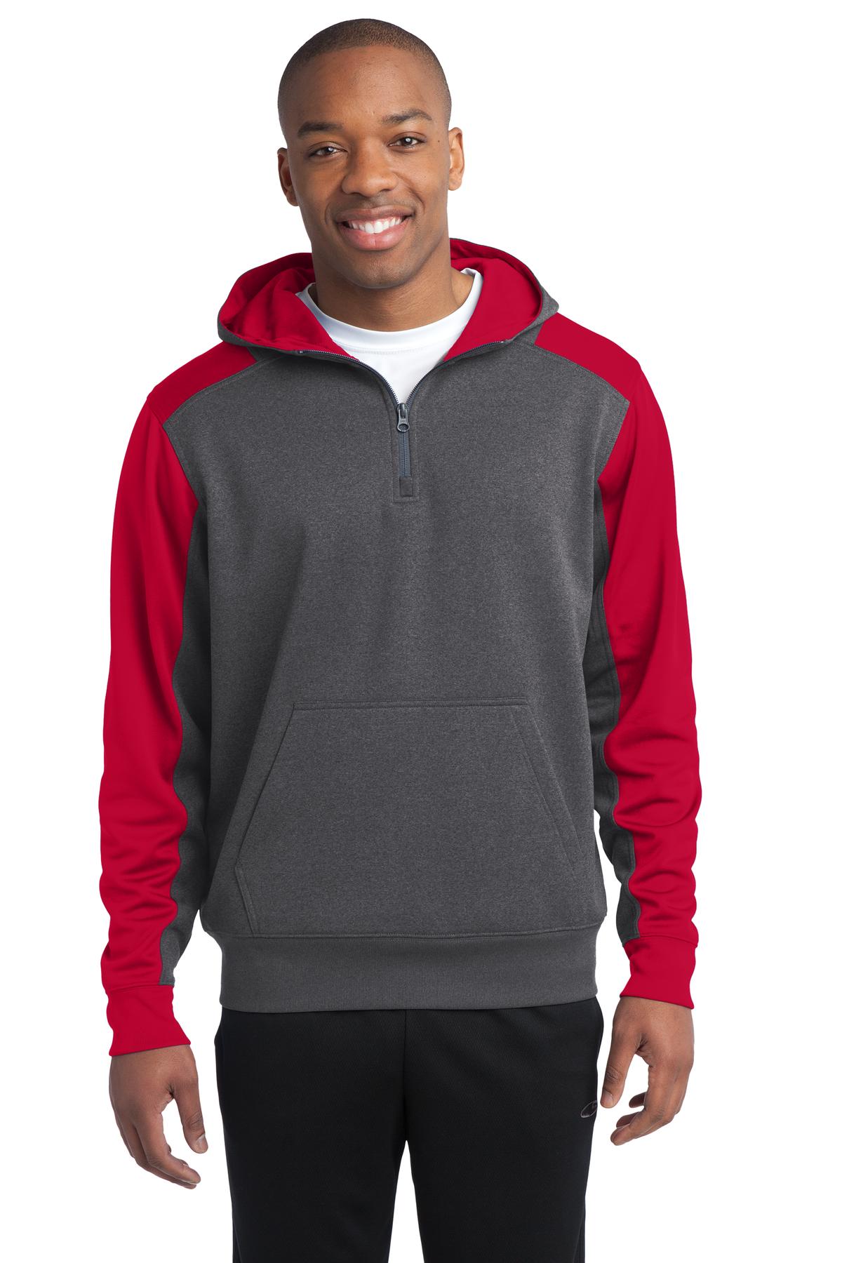 Sport-Tek Tech Fleece Colorblock 1/4-Zip Hooded Sweatshirt. ST249, custom hoodie or sweatshirt with logo imprint 29