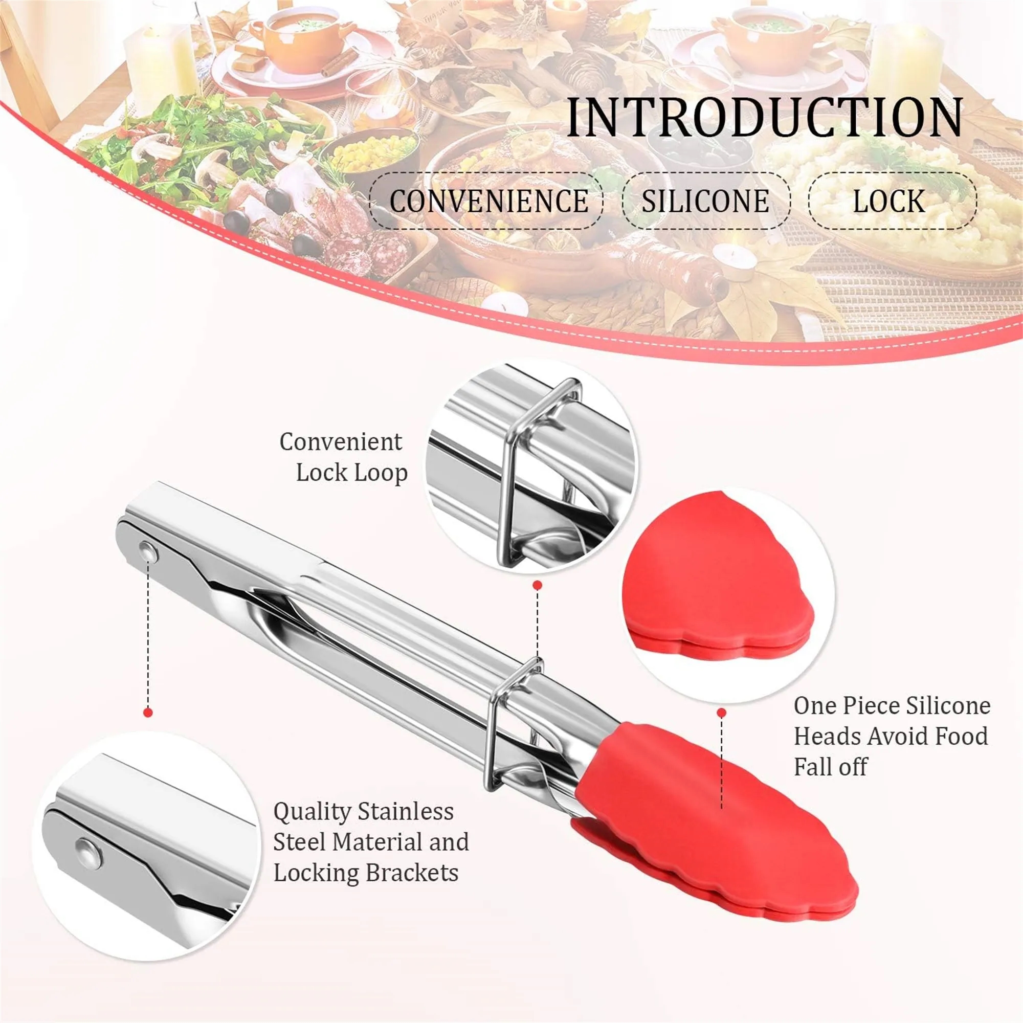 7" BBQ Silicone Tip Tongs 20