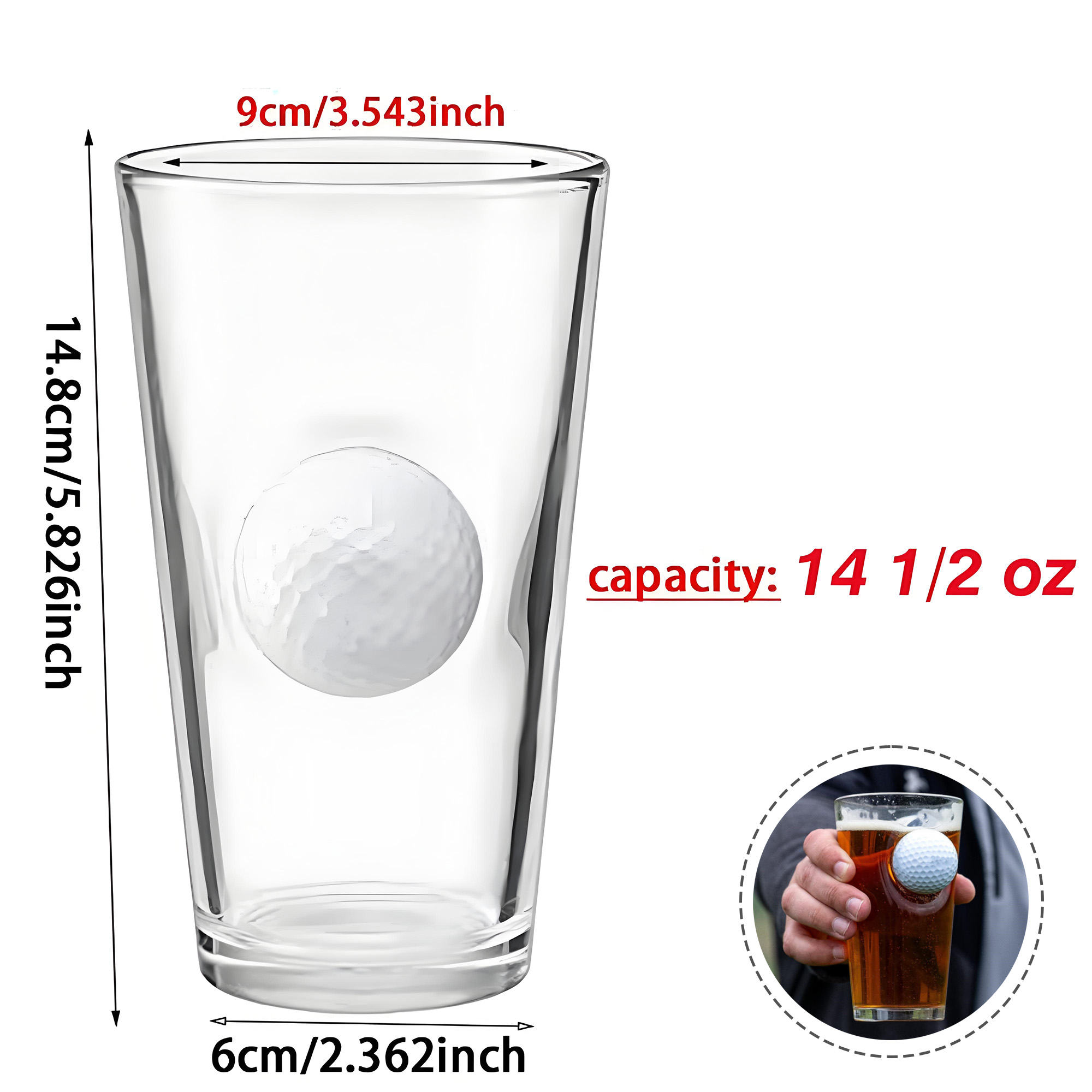 Creative Novel Golf Ball Glass Beer Mug Cup 3