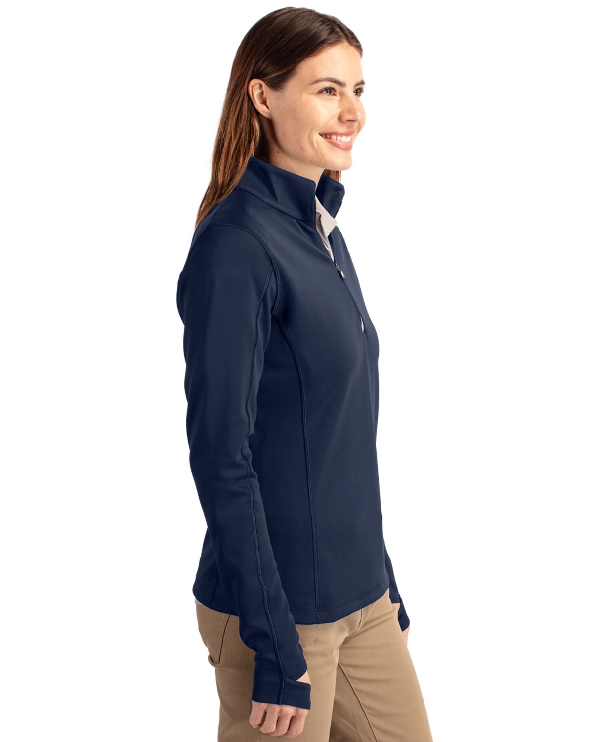 Cutter & Buck Traverse Recycled Smooth Stretch Womens Quarter Zip Pullover 69