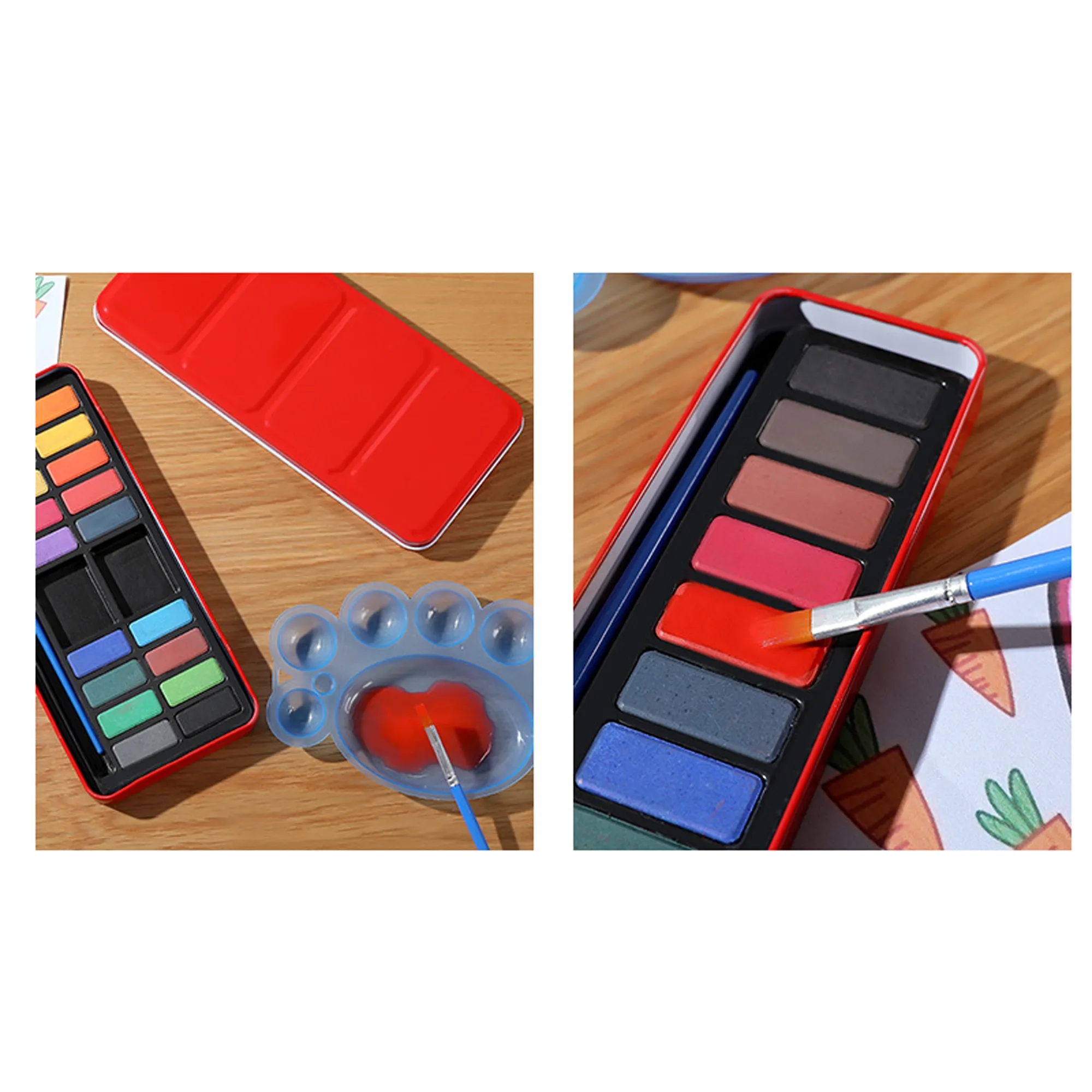 Metal Box 18 Colors Solid Watercolor Paint Set 2