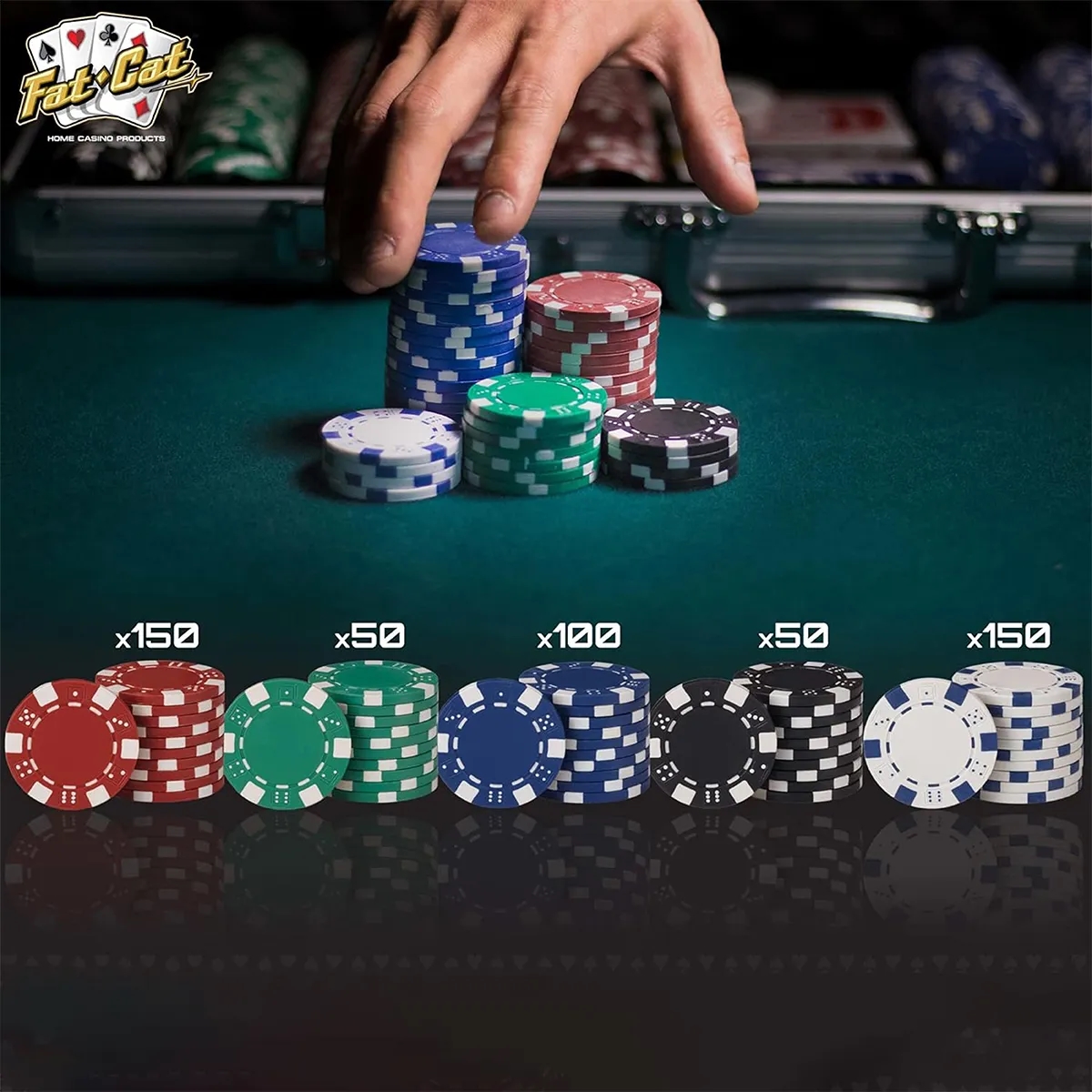 500 Striped Dice Chips Poker Set With Aluminum Case 6
