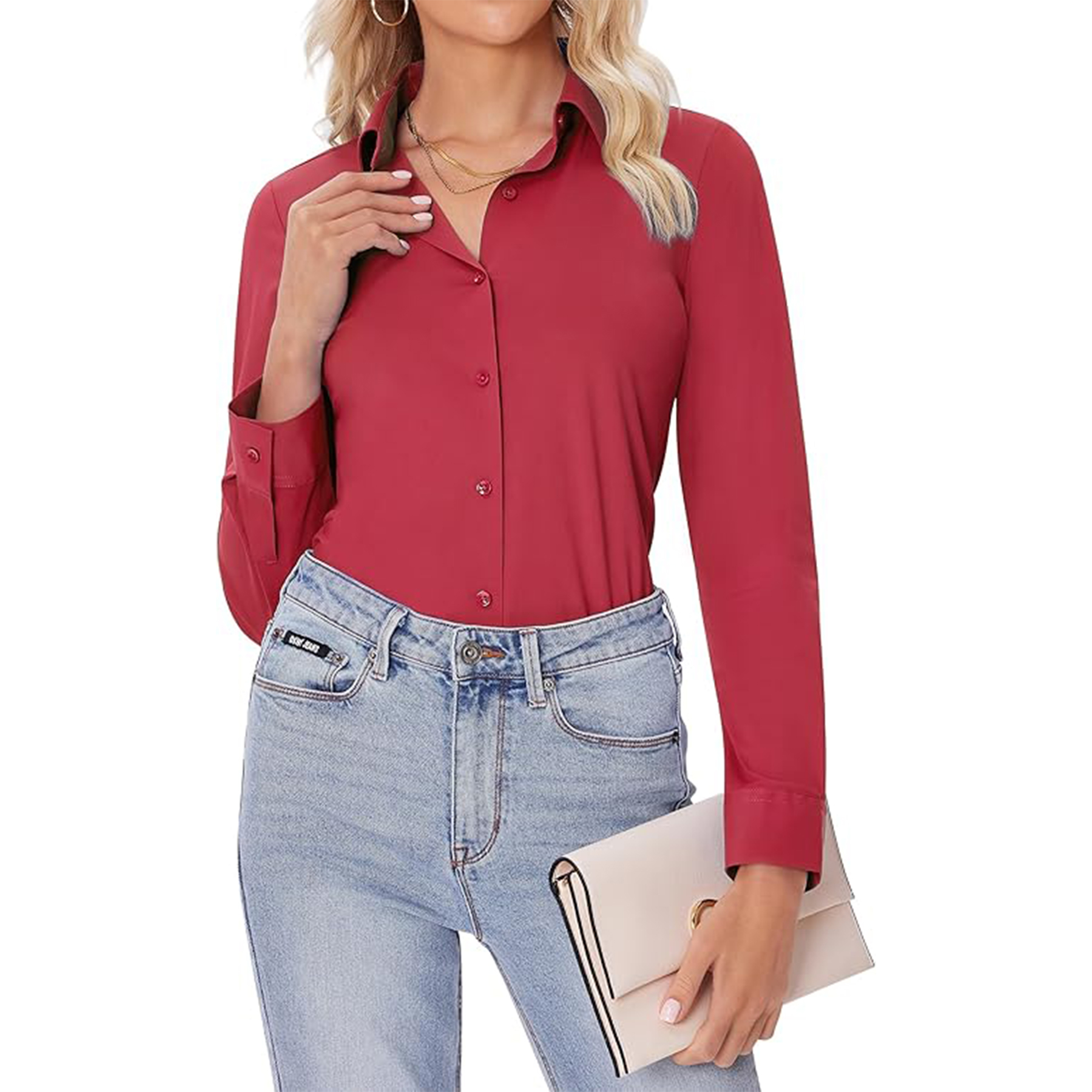 Women Long Sleeve Button Down Shirt 16