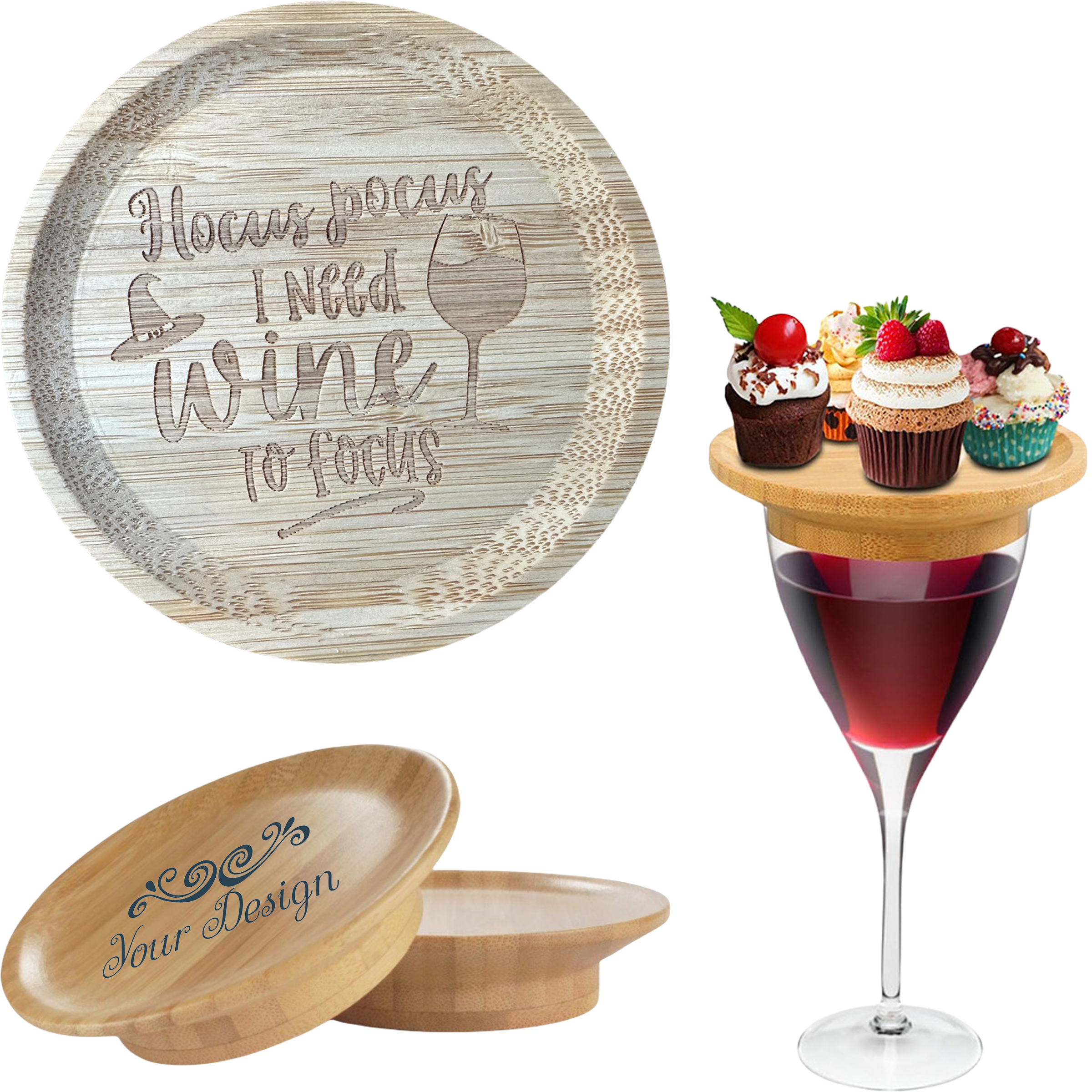 3.9" Round Bamboo Wine Glass Cover 1