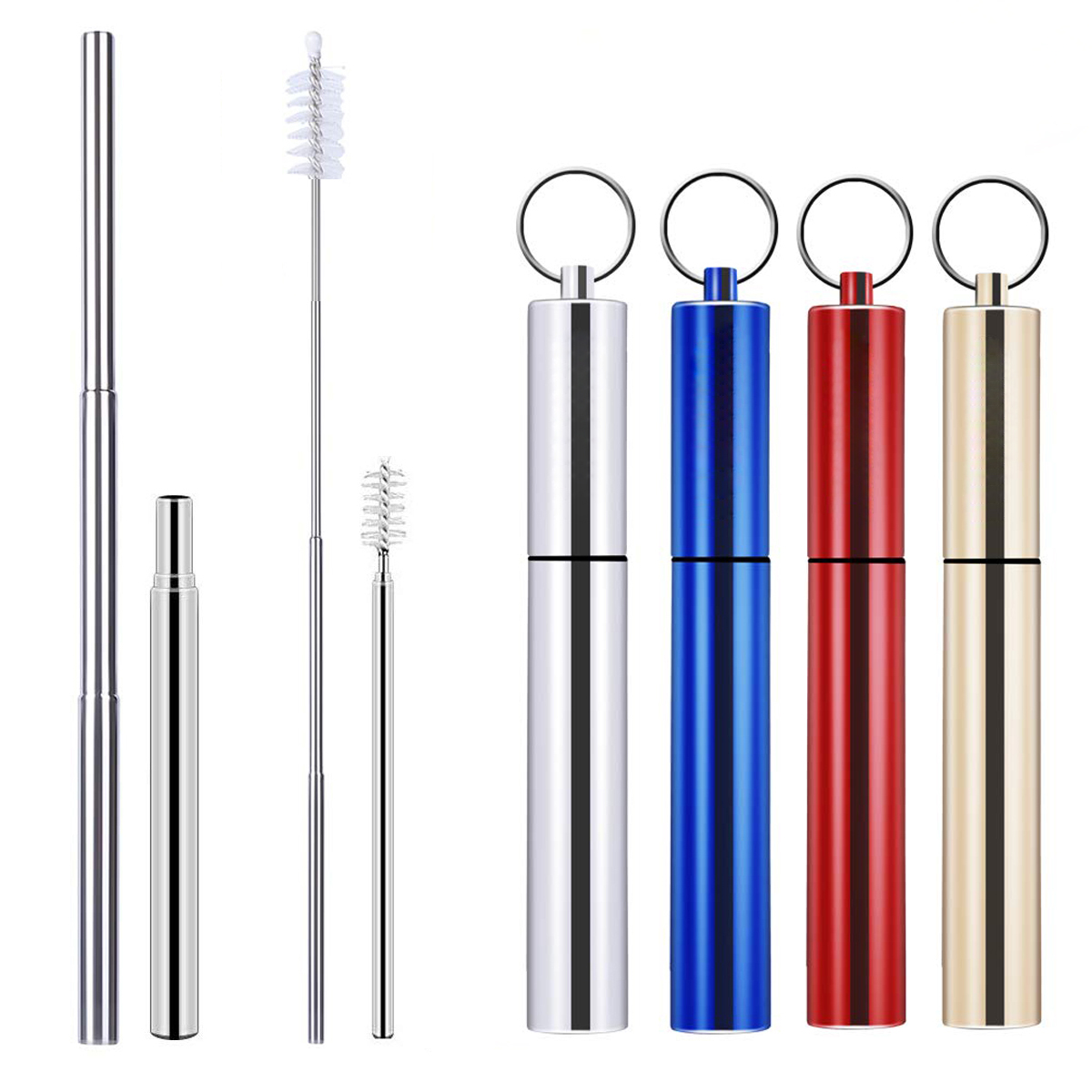 Portable Telescopic Stainless Steel Straw Kit 3