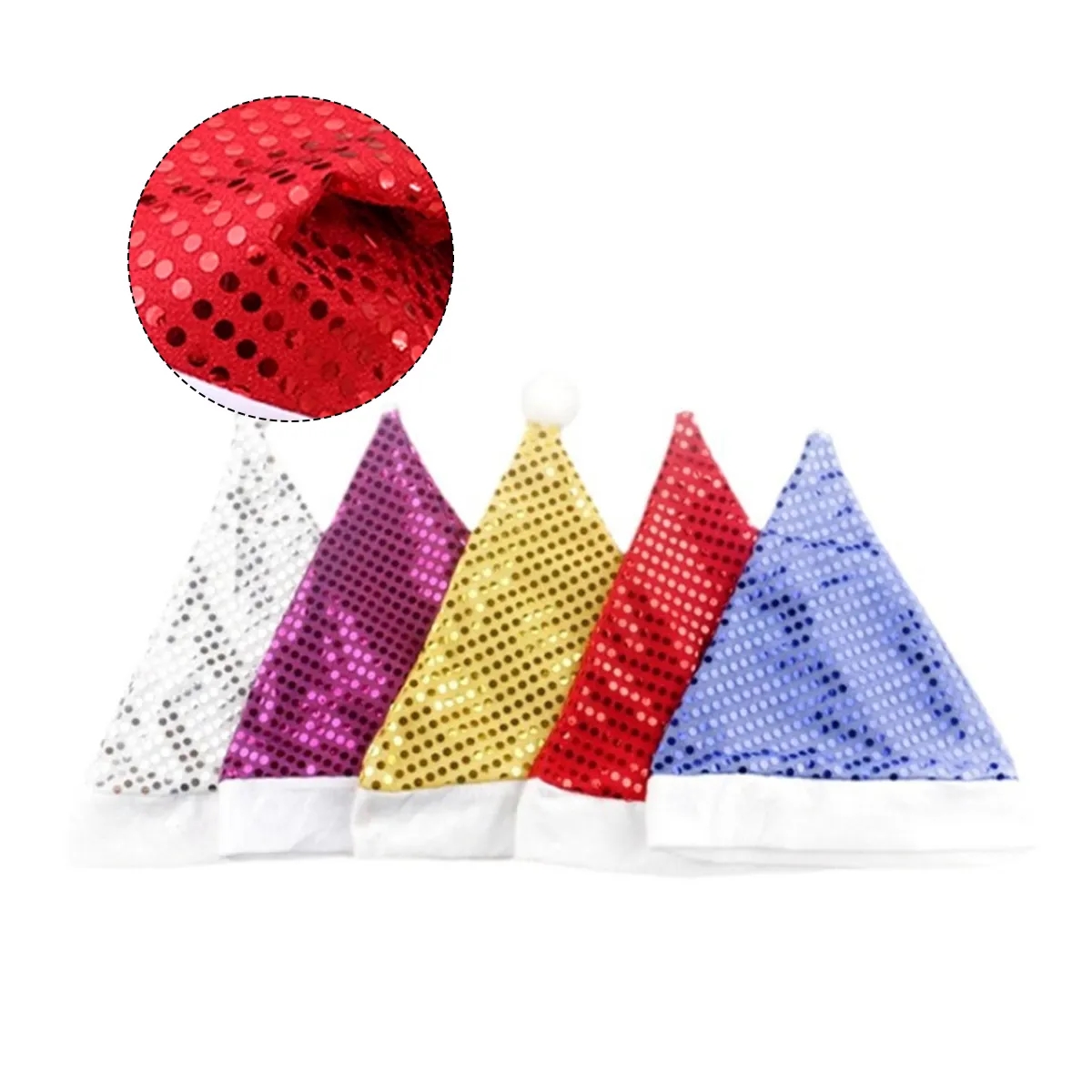 Sequin Christmas Santa Hat With Pom And Custom Logo Band 2