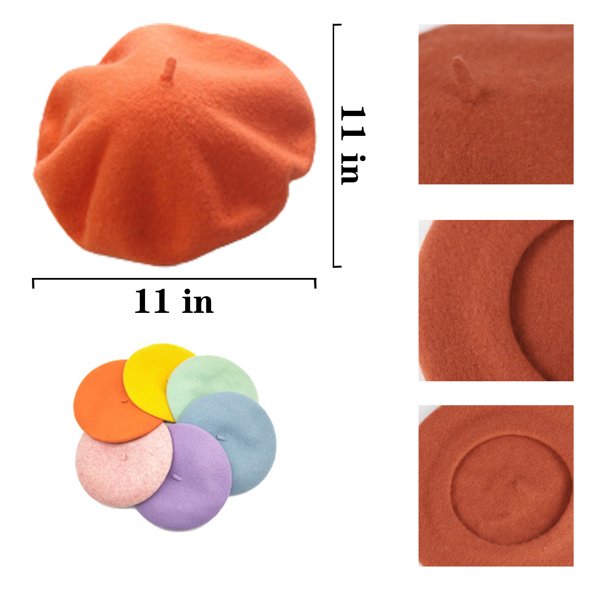Cashmere Custom Fashionable Solid Color Beret 2