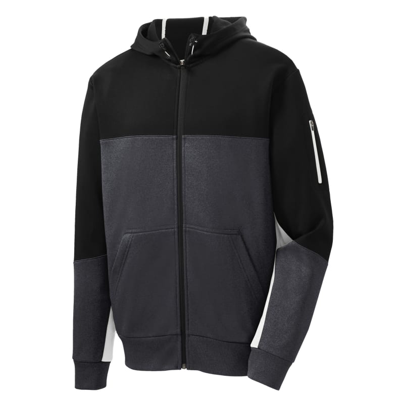 Sport-Tek Tech Fleece Colorblock Full-Zip Hooded Jacket. 2