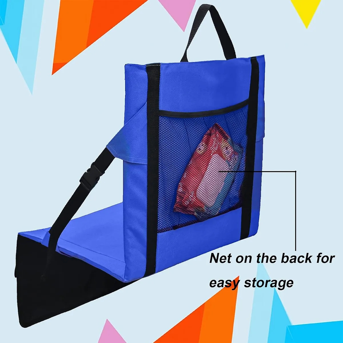 Folding Stadium Seat Cushion With Back Support Cup Holder 5