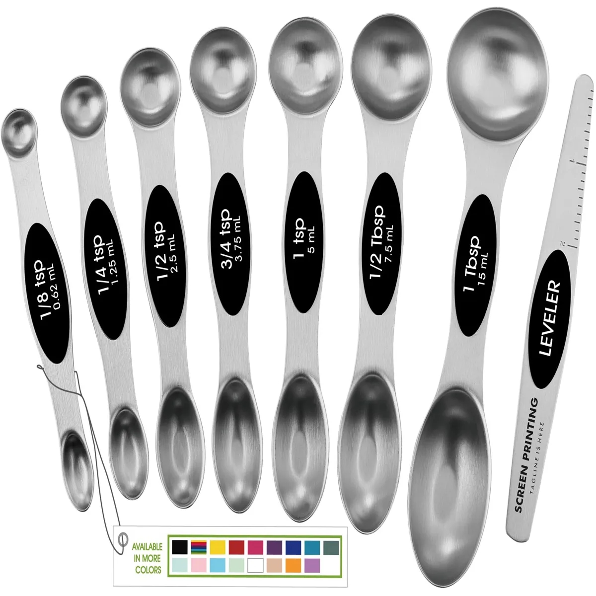 Set of 8 Stainless Steel Magnetic Measuring Spoons 2