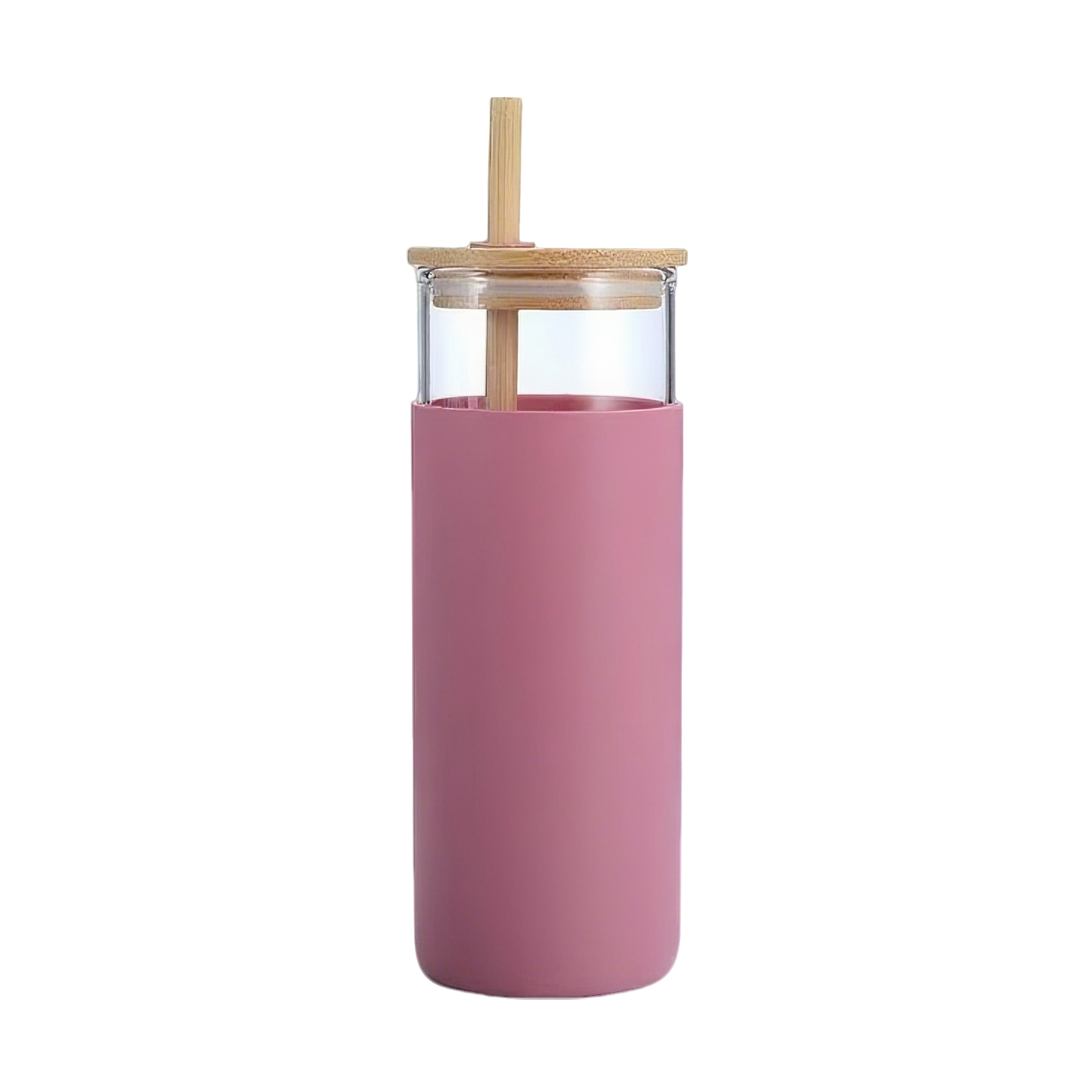 16oz Glass Tumbler With Bamboo Lid & Straw 1