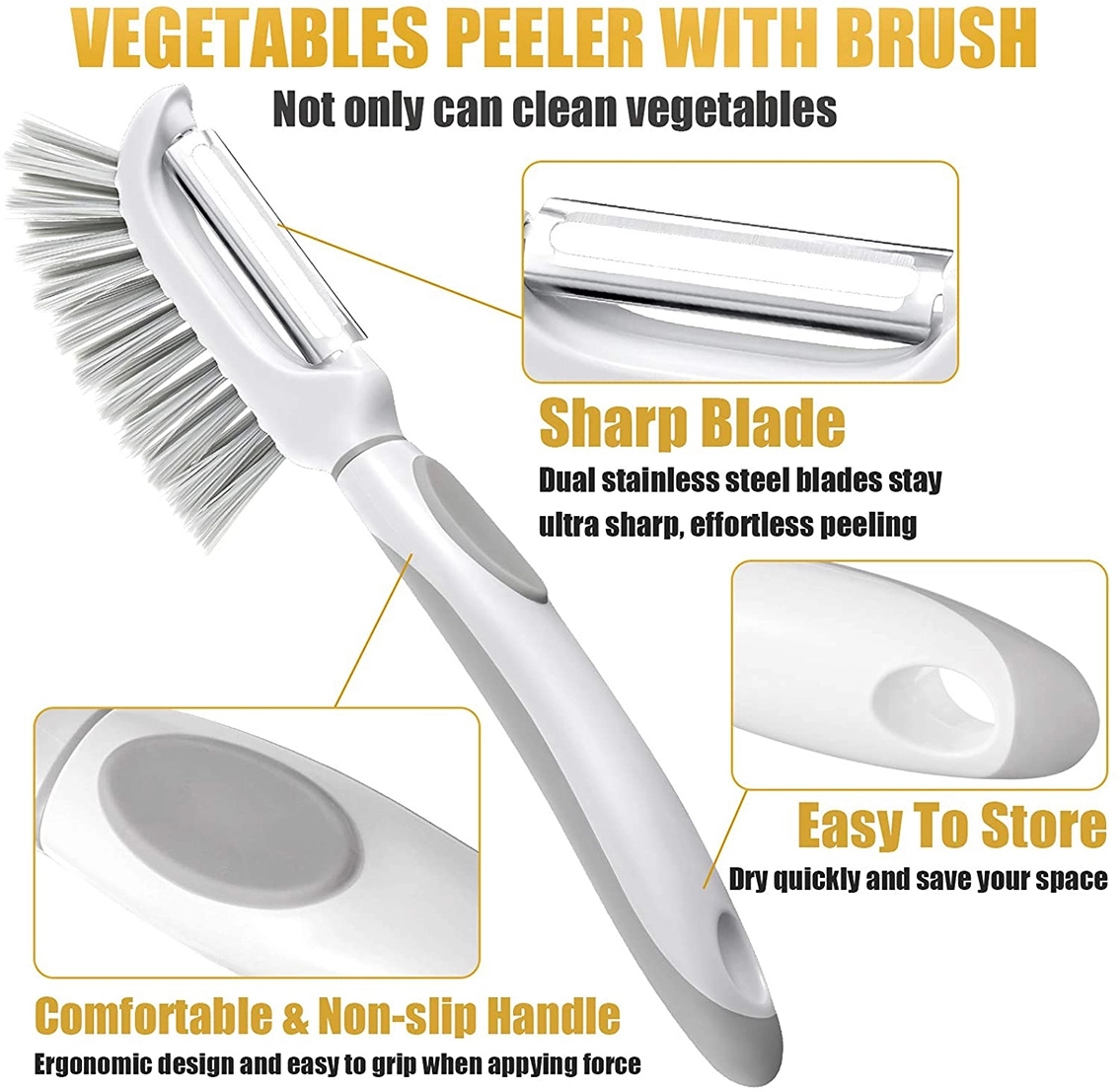 3-in-1 Vegetable Peeler with Brush 5