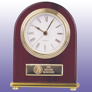 ROSEWOOD CLOCK WITH G/P ACCENT - ARCH STYLE 1