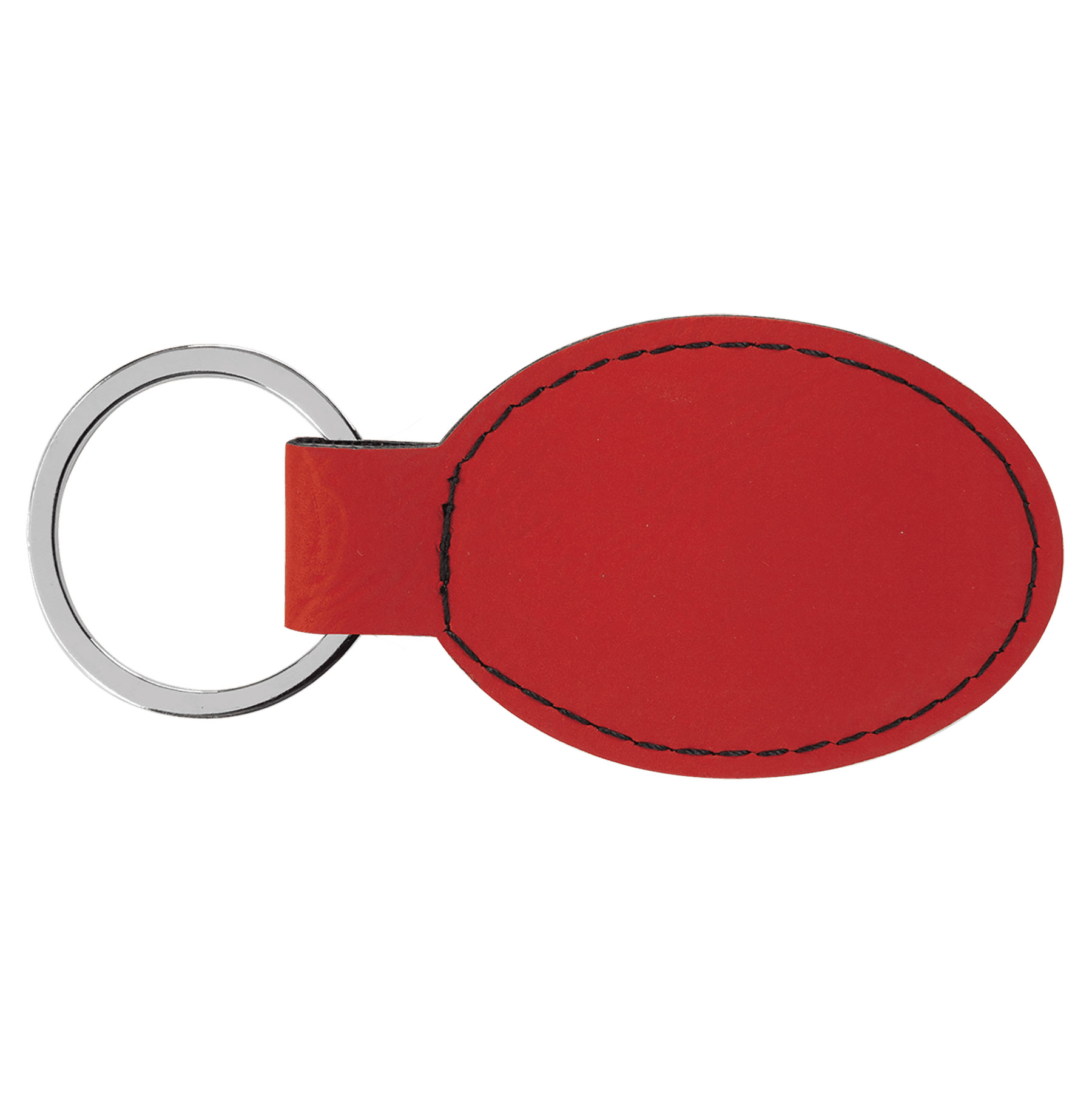 Red Leatherette Oval Keychain 5