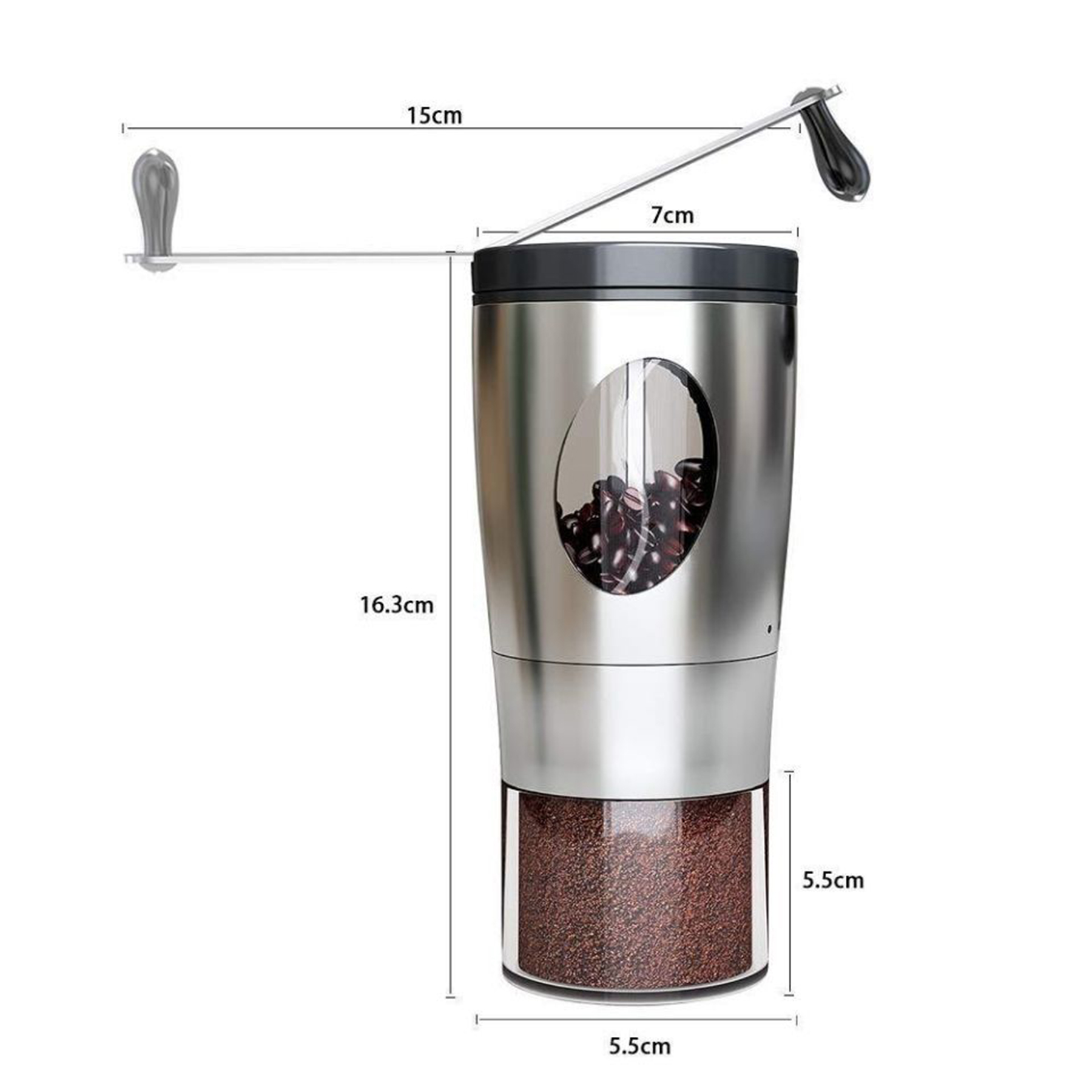Portable Stainless Steel Hand Bean Grinder Coffee Mill 2