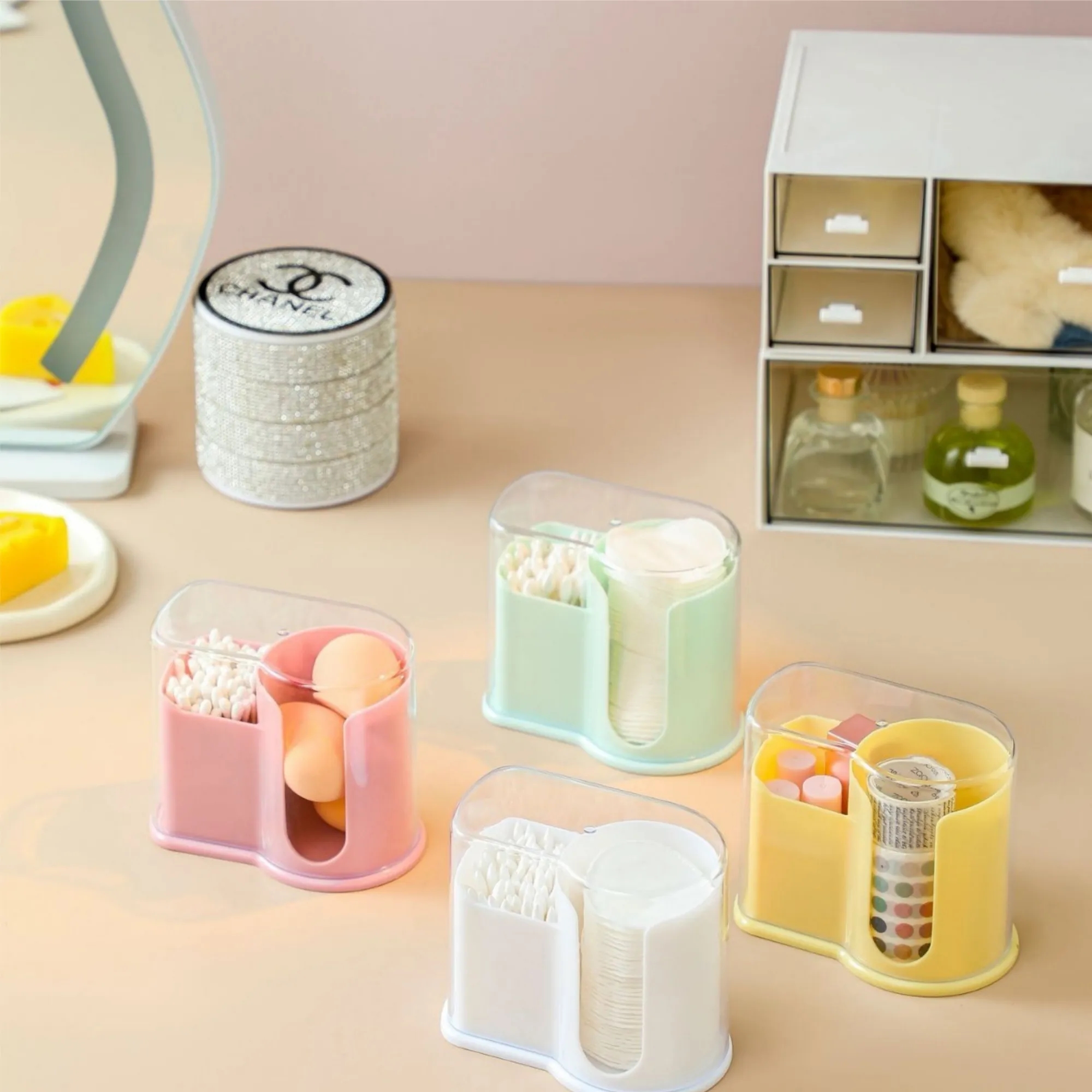 Household Plastic Clear Cotton Swab Holder Q-tip Organizer, promotional household item with logo imprint 3