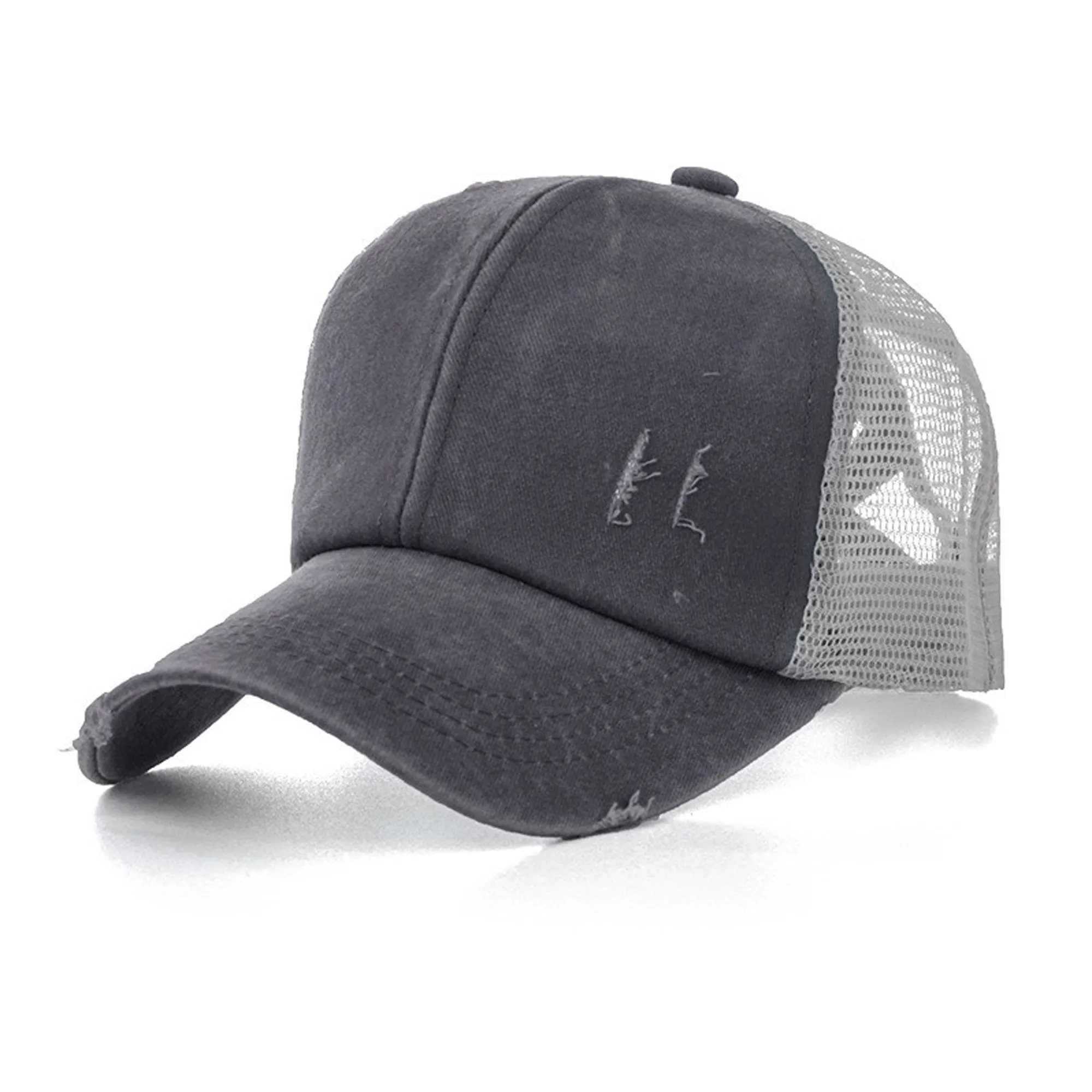 Washed Ponytail Cap w/ Mesh 2