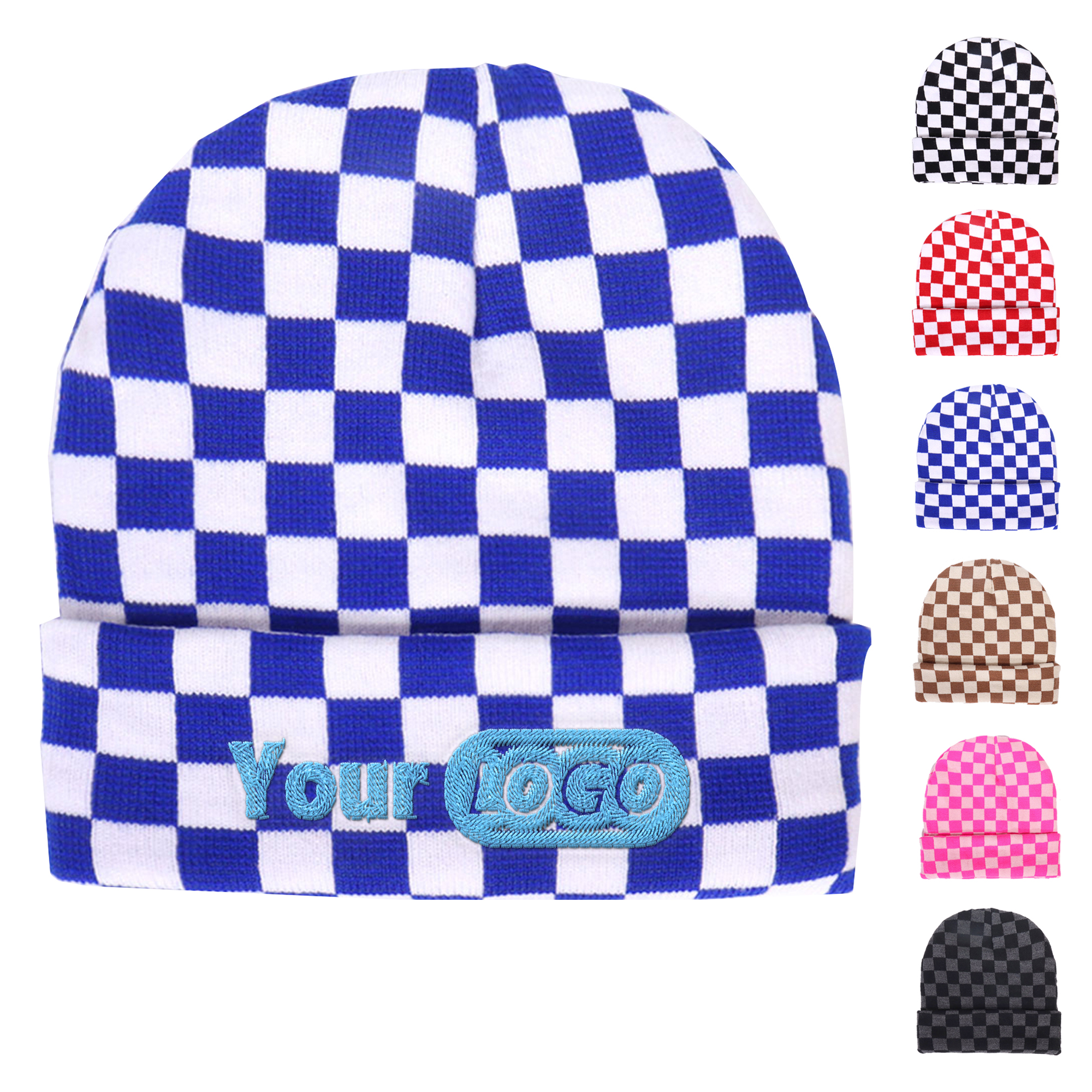 Checkered Pattern Knit Hat for Winter 2