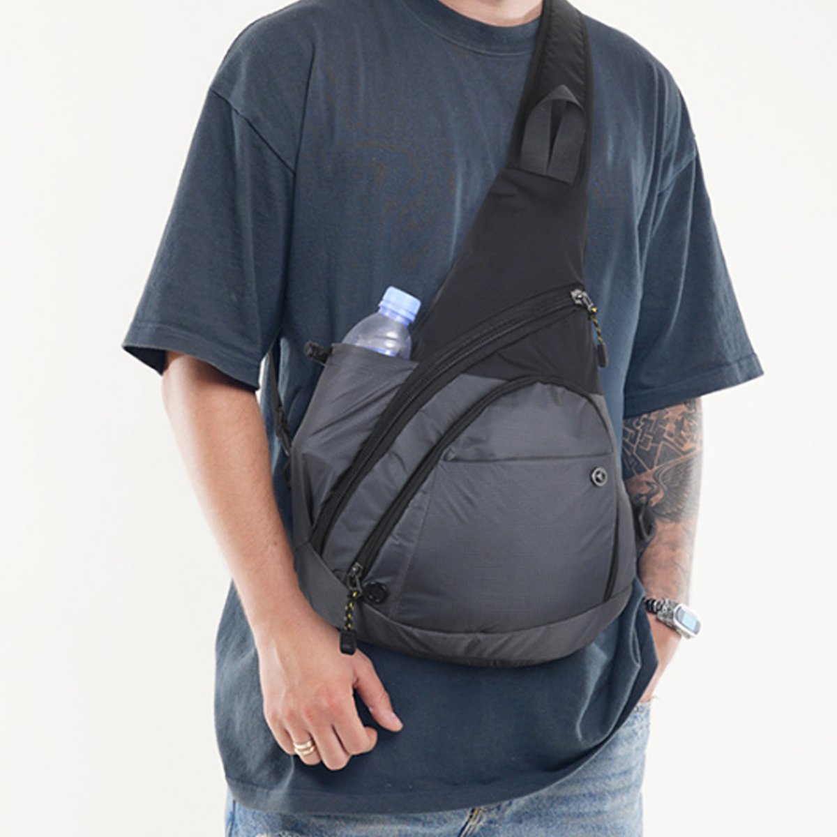 Versatile Sling Chest Bag W/ Water Bottle Pouch 8