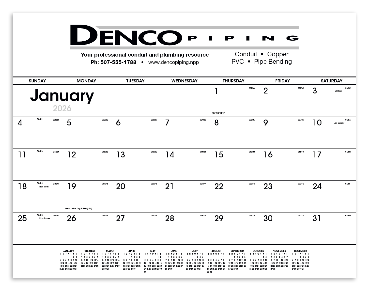 Triumph® Calendars Black & White Desk Pad 7