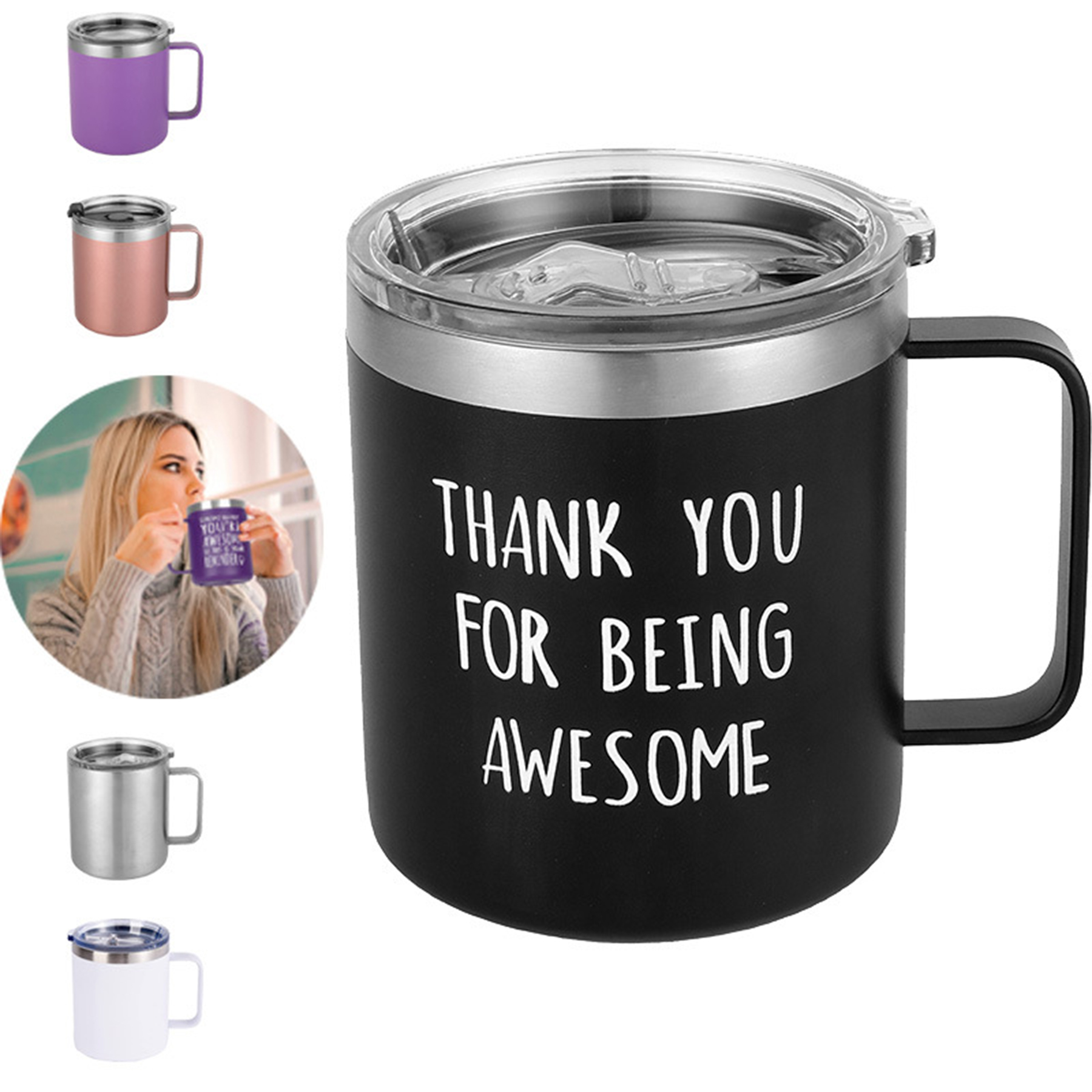 12 oz. Stainless Steel Slim Mug with Handle 4