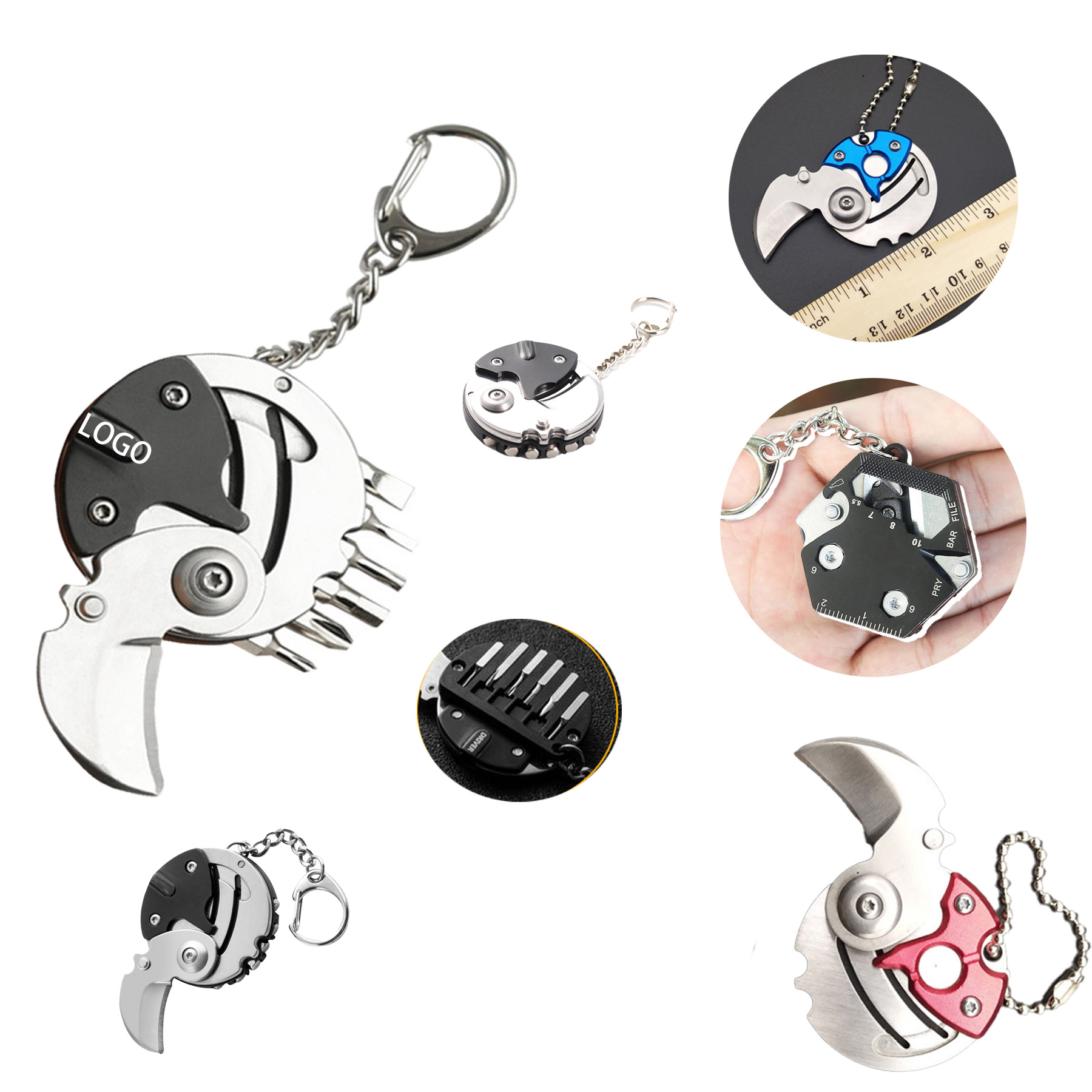 8 In 1 Mini Multifunctional Outdoor Folding Coin Knife 1