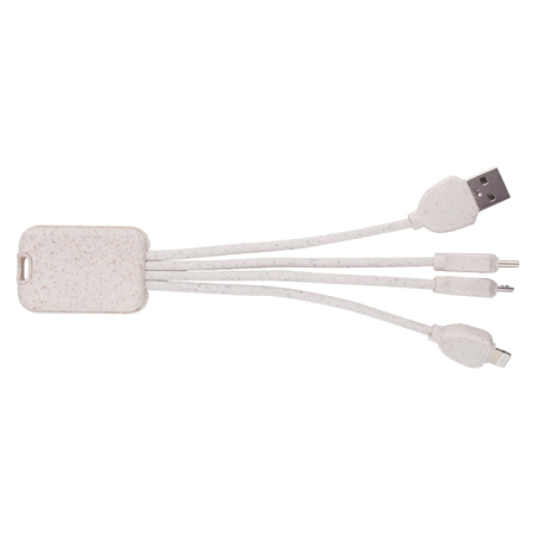 Eco Friendly Wheat Straw 4-in-1 Charging Cable With Type C, Lightning And Micro USB Connector 8