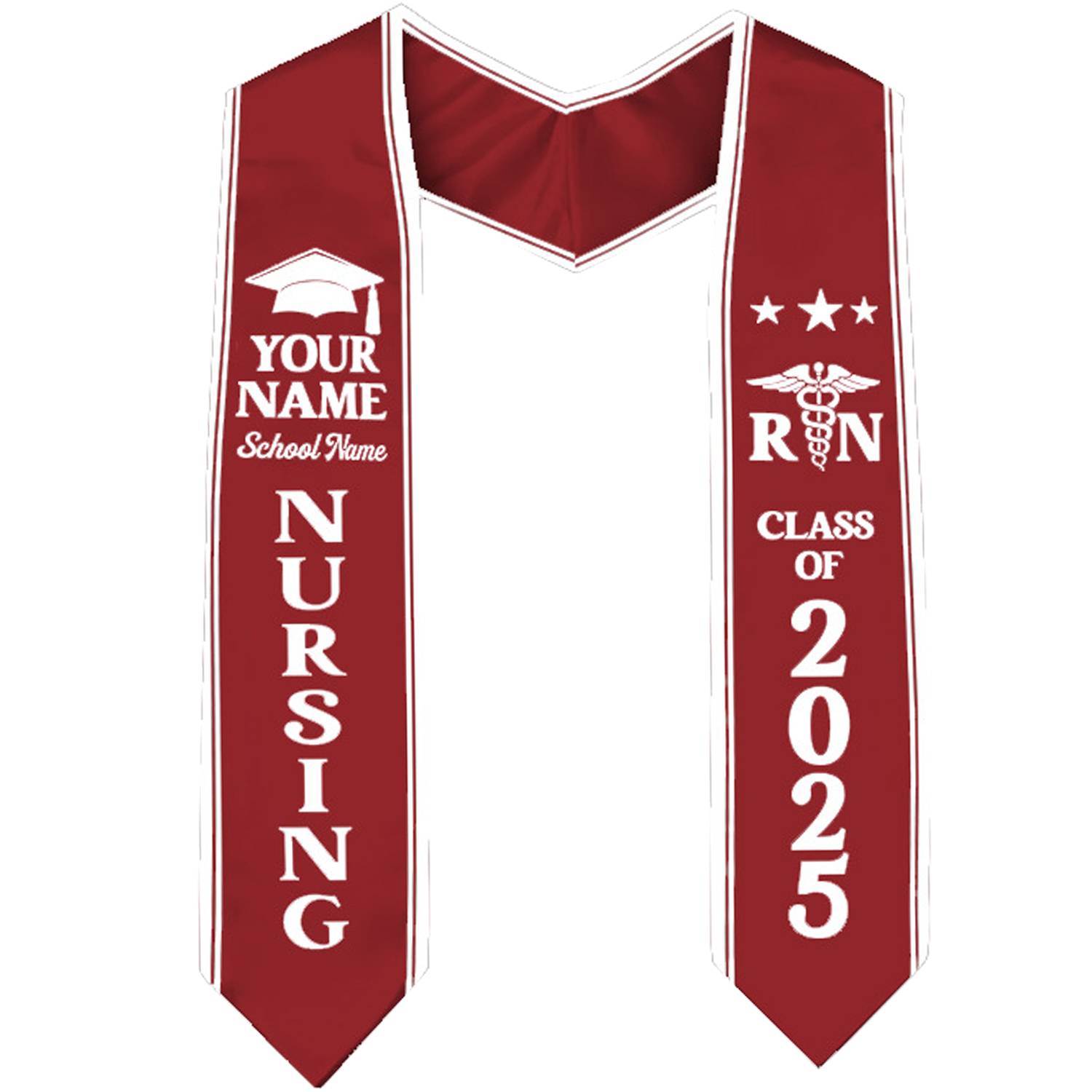 65" Custom Unisex Wearproof Graduation Stole Sash w/ Name 2