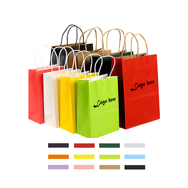 MOQ50 Durable Coloured Kraft Paper Tote Bag For Branding 2