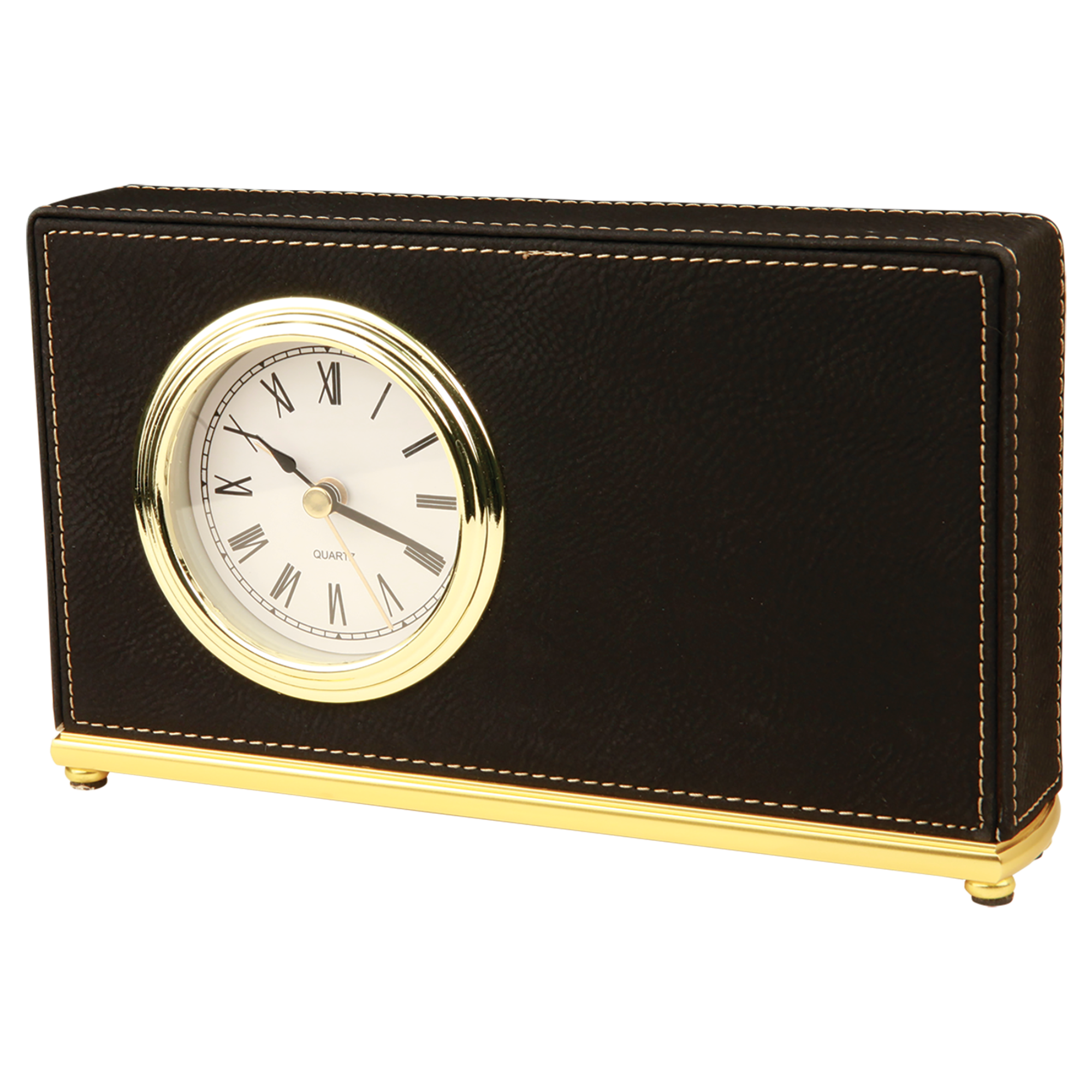 5.5" Light Brown Leatherette Arch Desk Clock 12