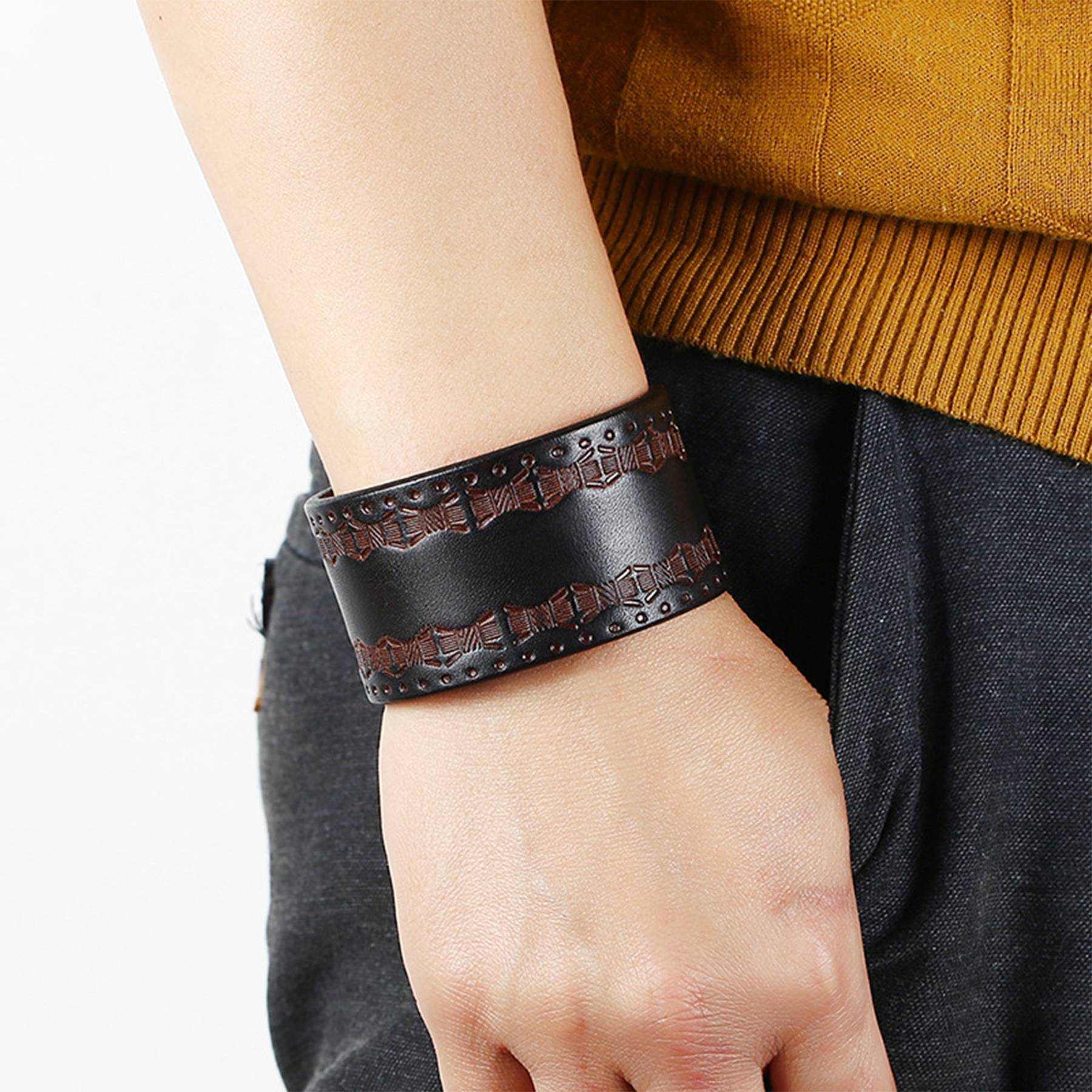 Genuine Leather Punk vintage cowhide bracelet 4