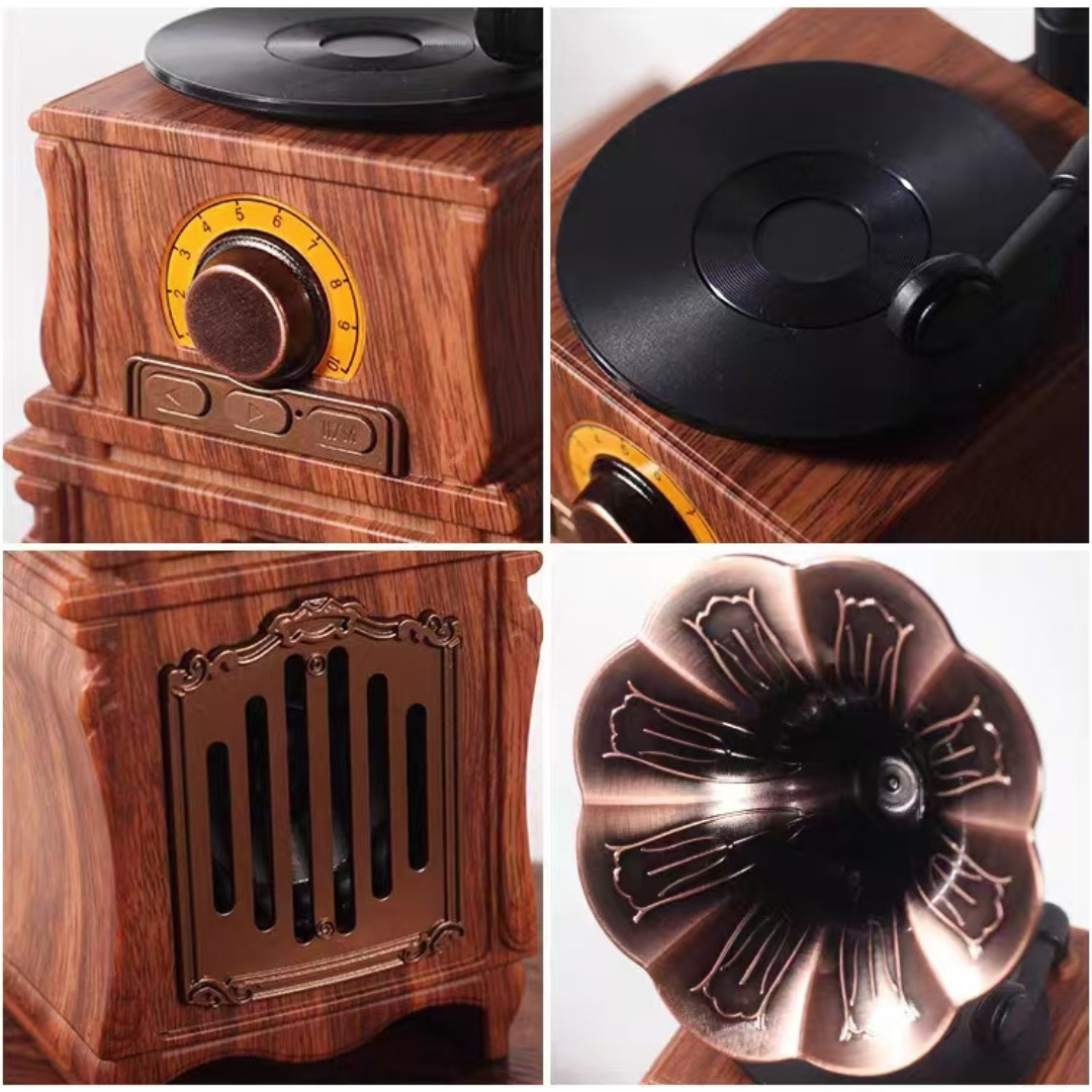 SonicWave Vintage Classic Gramophone Bluetooth Speaker with USB, TF Card & FM Radio 14