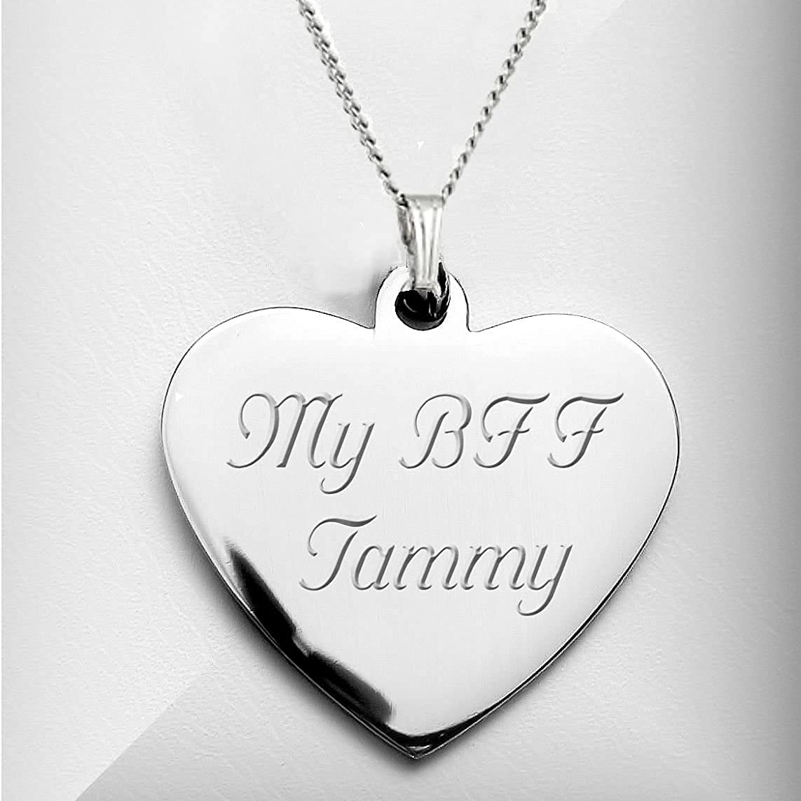 Personalized Engraved Stainless Steel Necklace - Heart 3