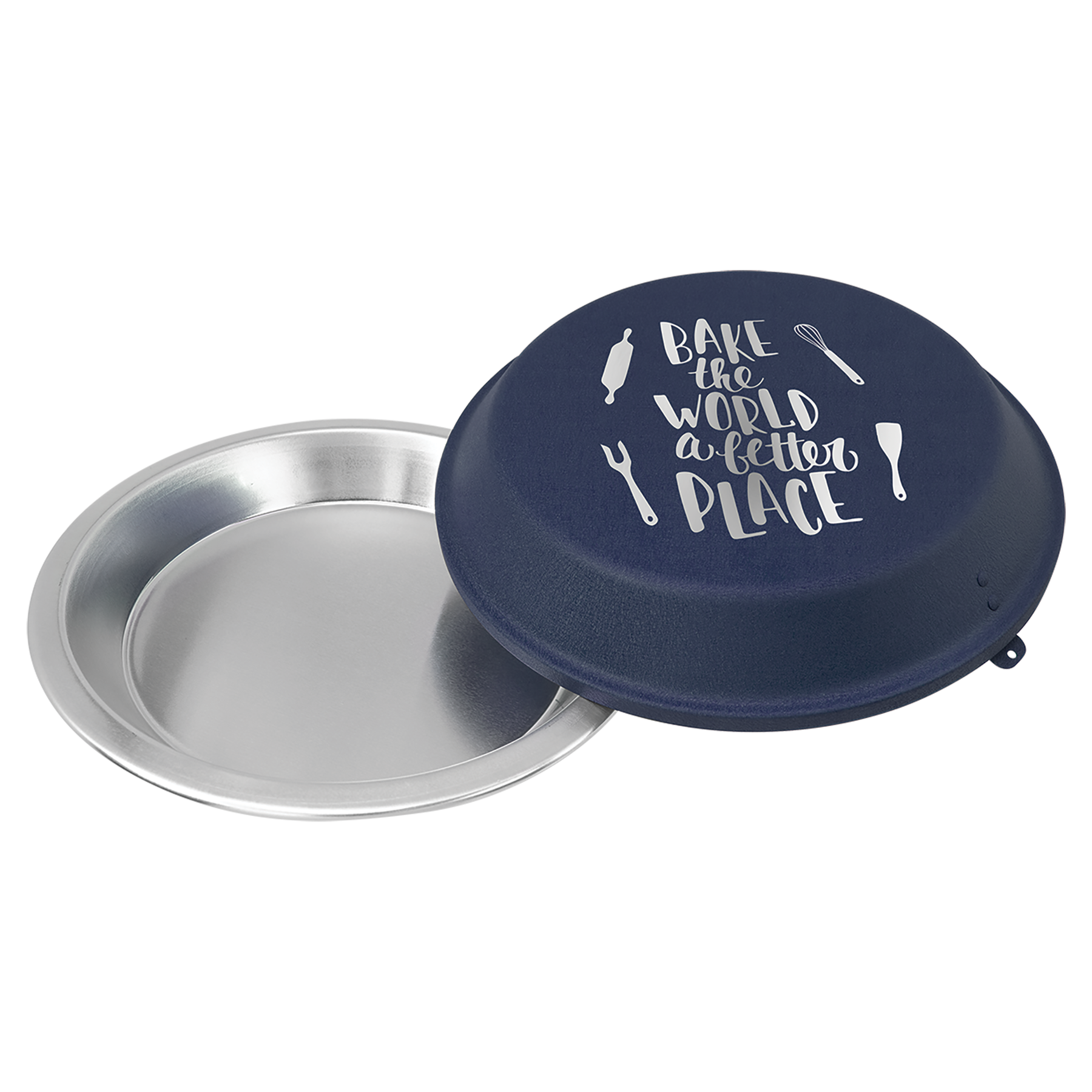 9" Aluminum Pie Pan with Navy Blue Lid 2