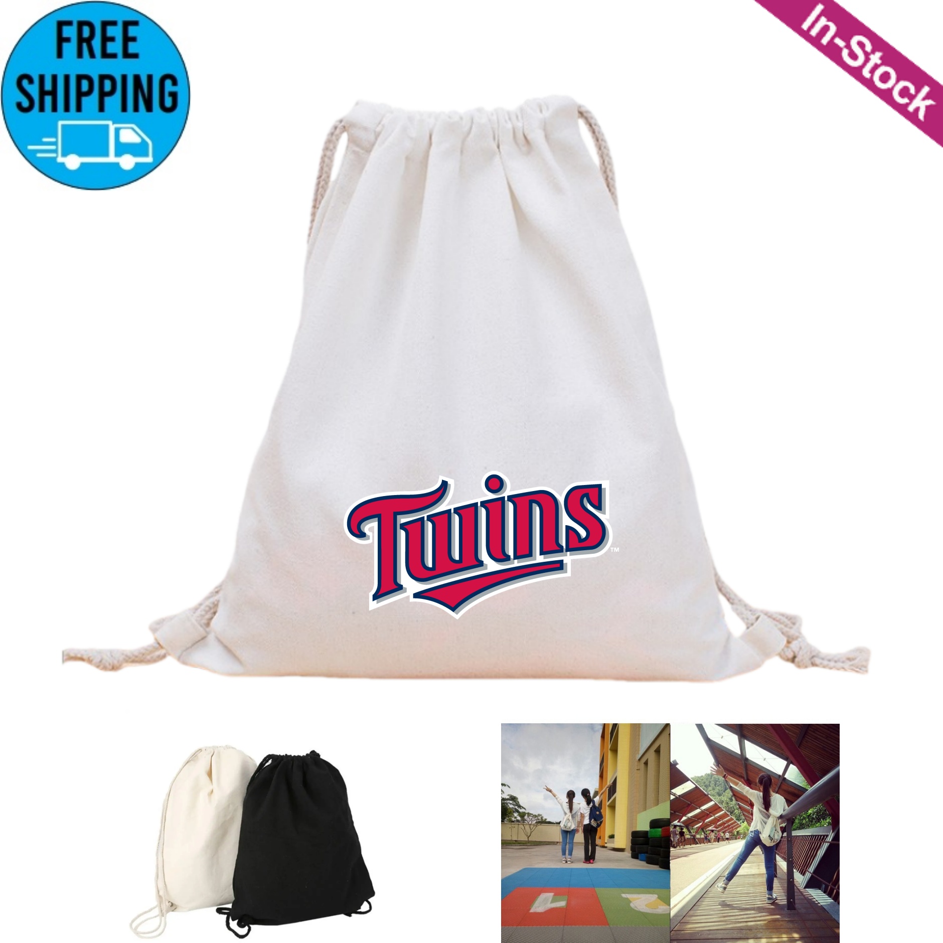 Canvas Drawstring Bag String Backpack 4
