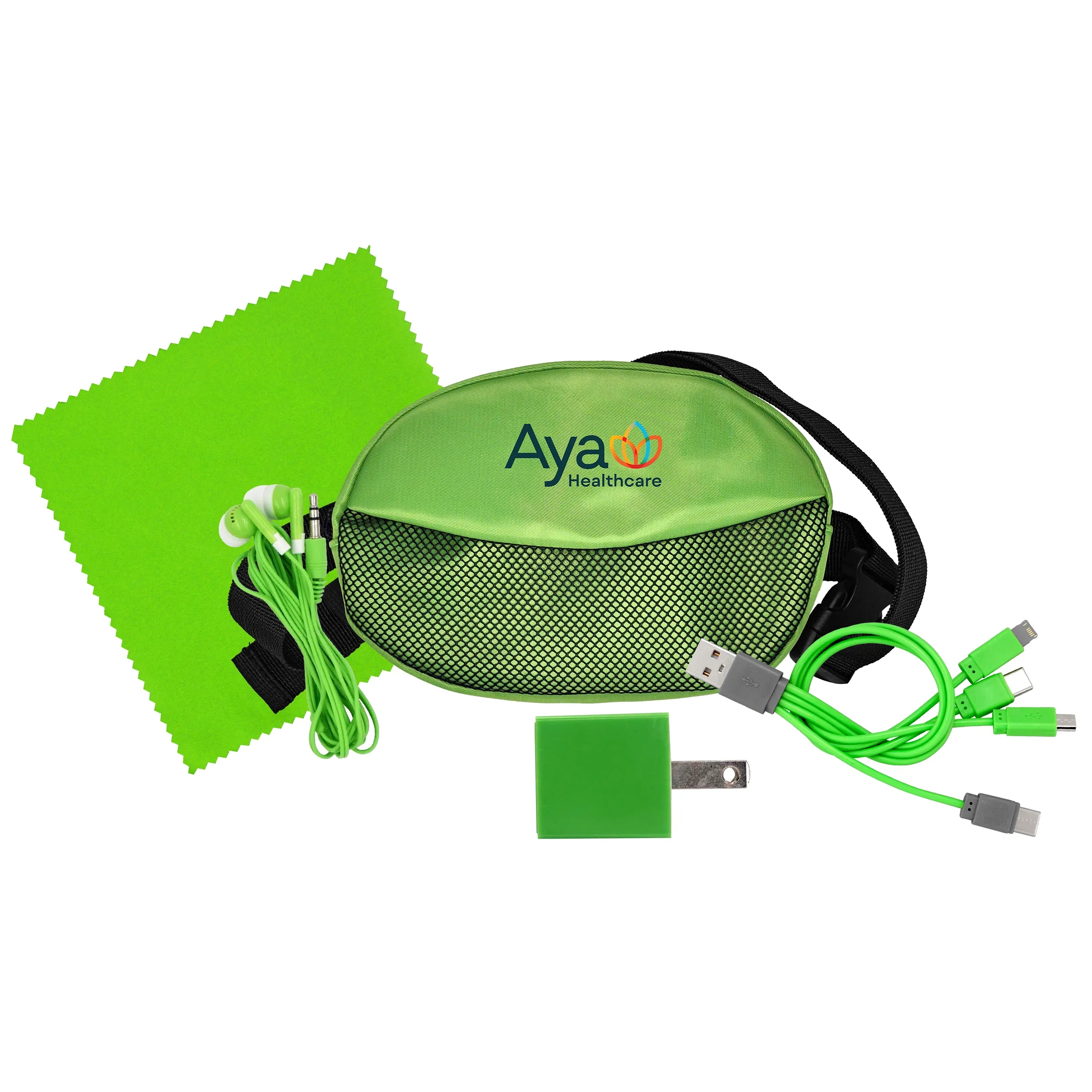 Sporty Charging Ear Bud and Cloth Travel Set 14