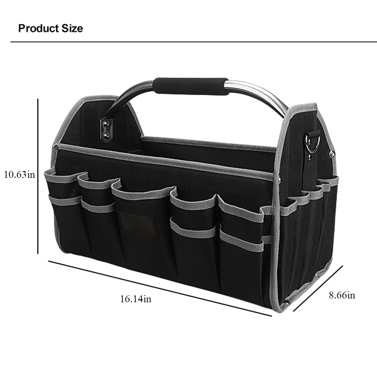 Open Top Tool Tote Bag Organizer with Handle Carrier, custom tote bag with logo imprint 9
