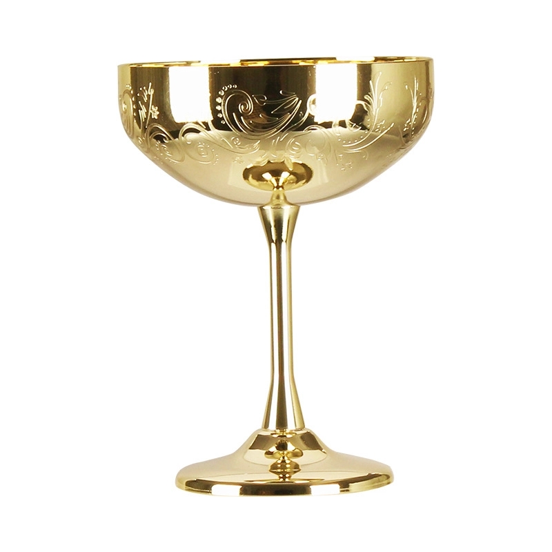 Custom 9 oz Stainless Steel Carved Martini Glass 11