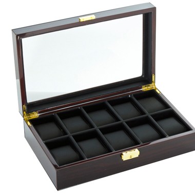 Ebony See Through 10 Watch Case - Clear Top 2