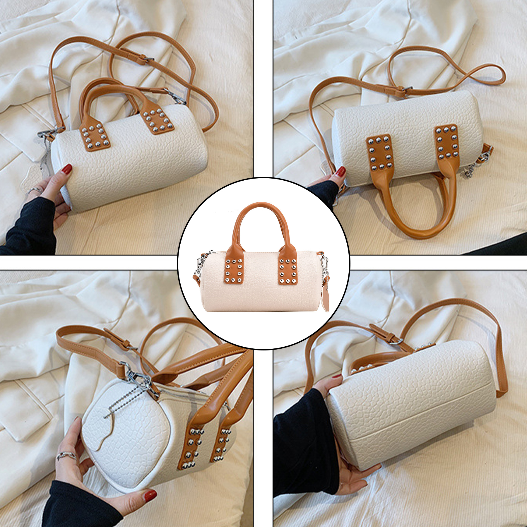 PU Stylish cylindrical diagonal bag 4