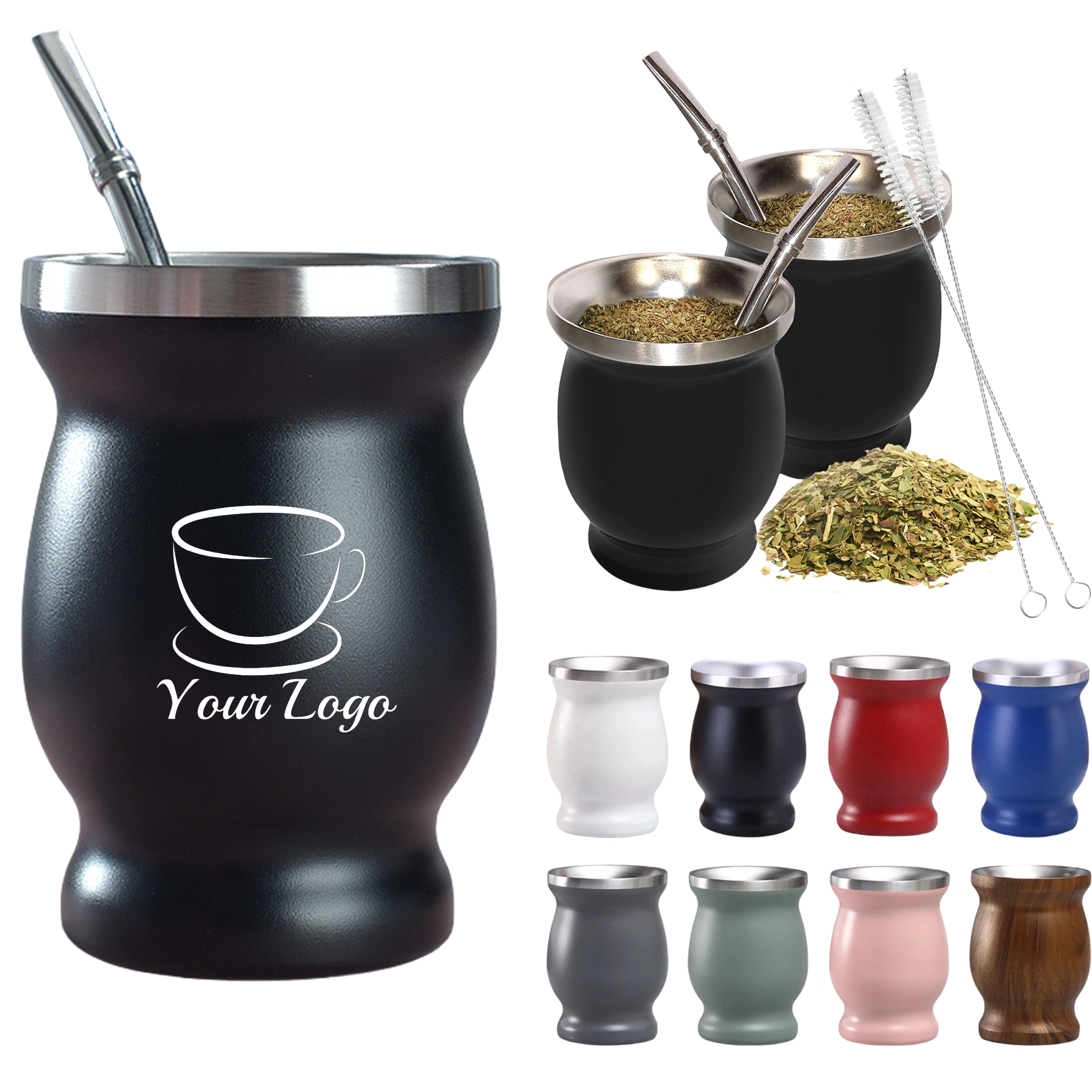 8 oz Stainless Steel Double-Wall Mate Gourd Tea Cup 1