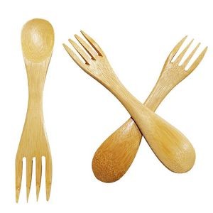 Mini Bamboo Spork Spoon Fork 6